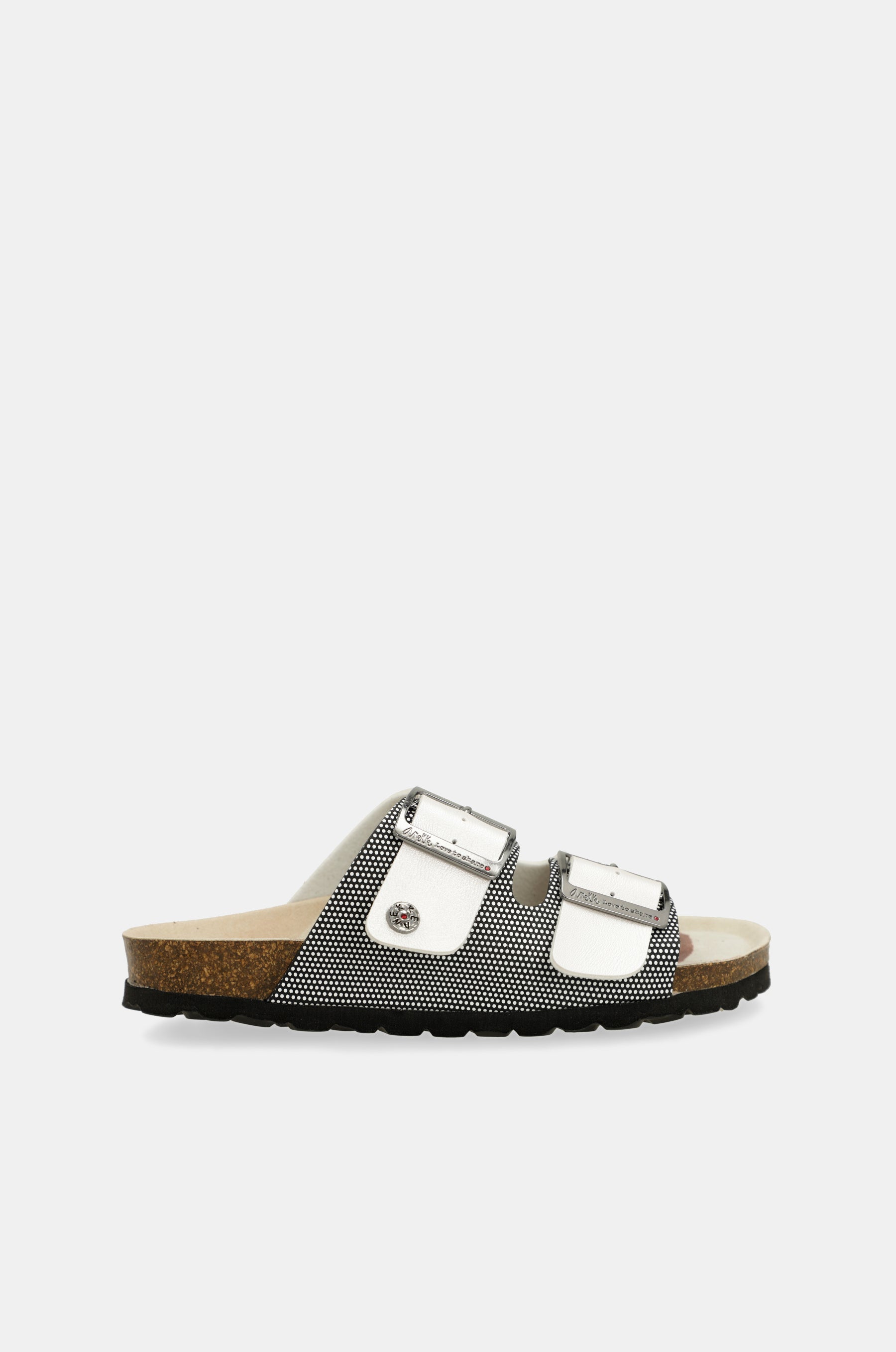 Weiße Bio-Sandalen mit Punkten