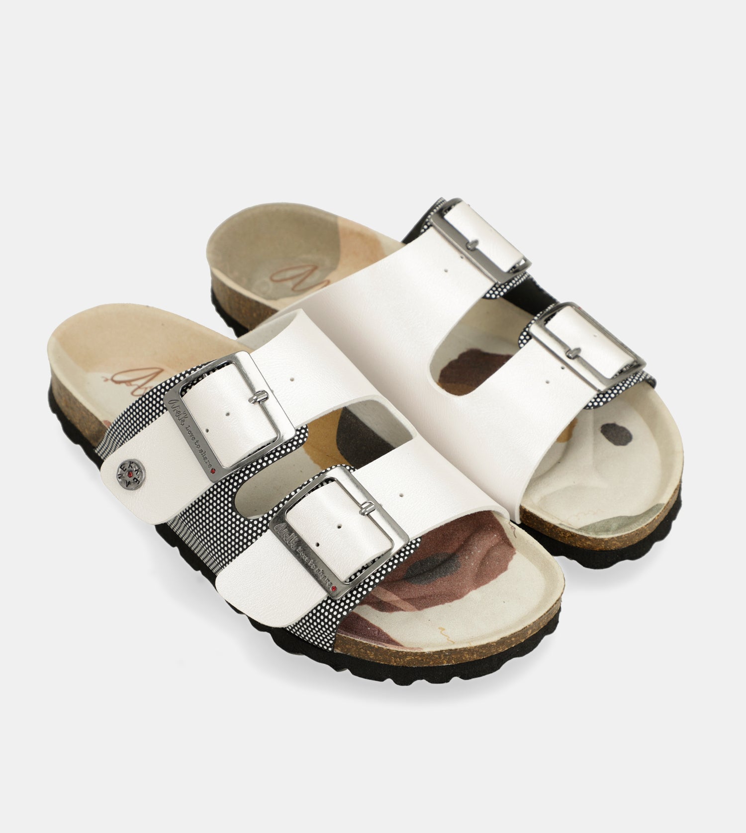 Weiße Bio-Sandalen mit Punkten