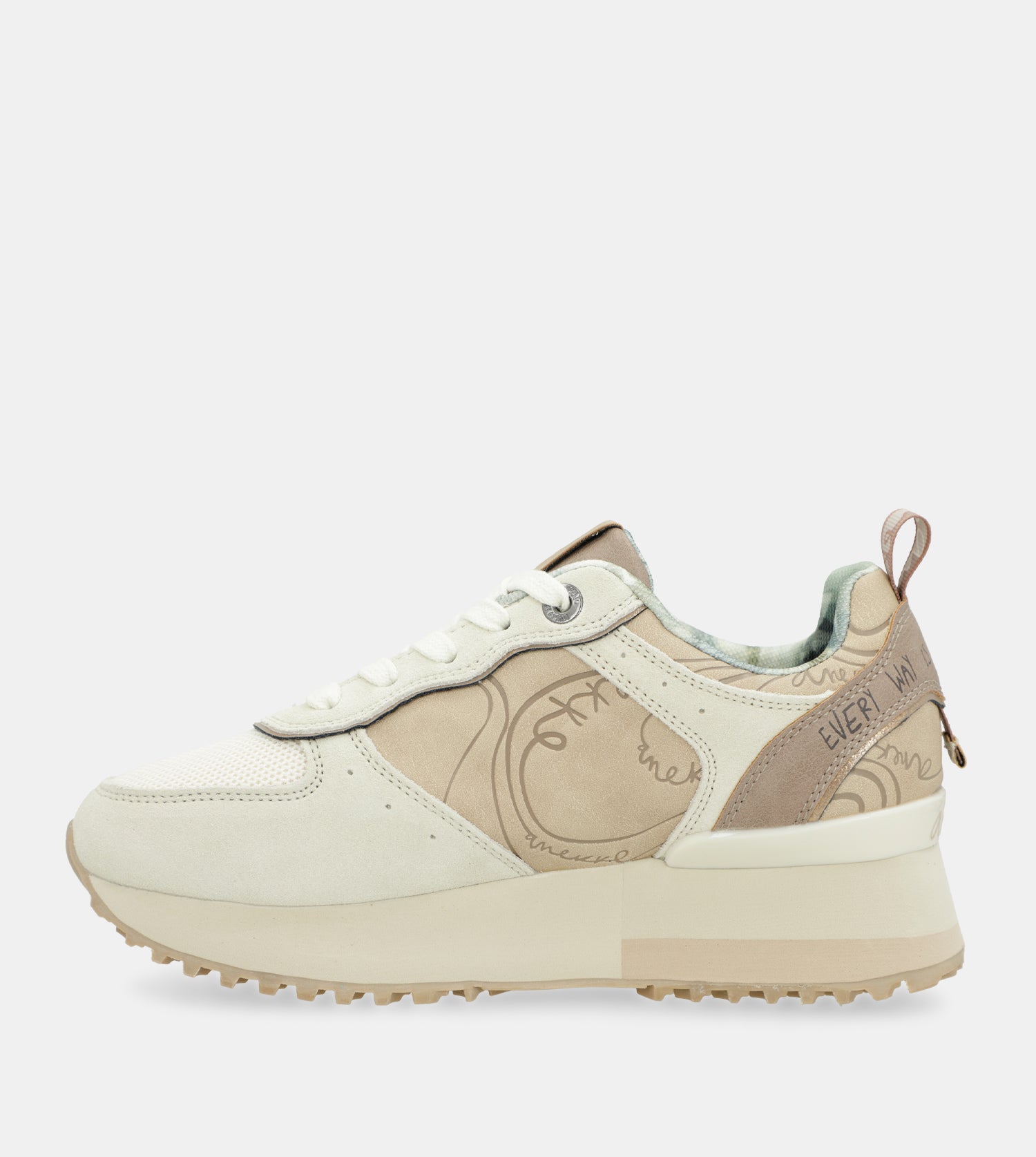Beige Plattform-Sneakers