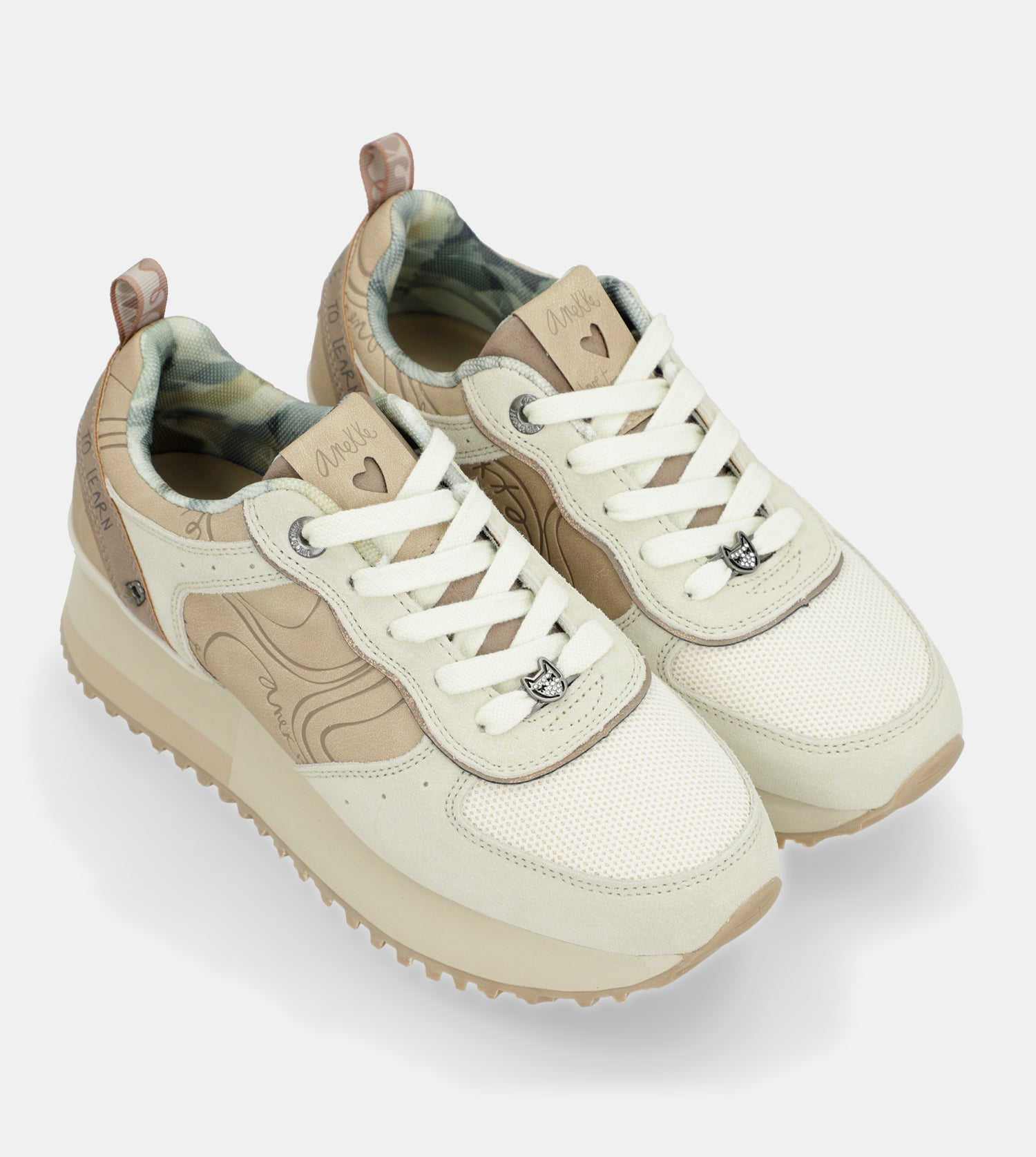 Beige Plattform-Sneakers