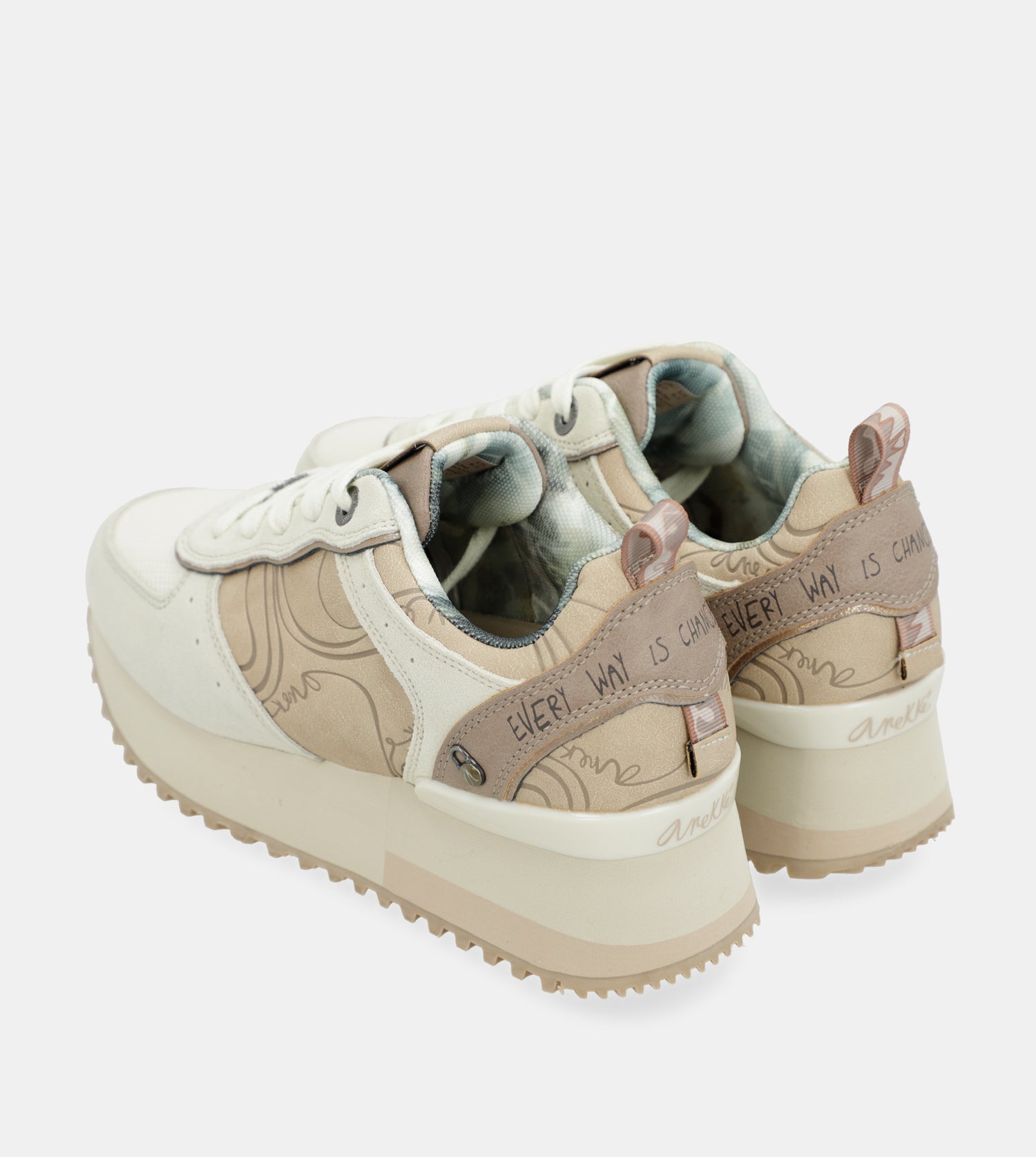 Beige Plattform-Sneakers
