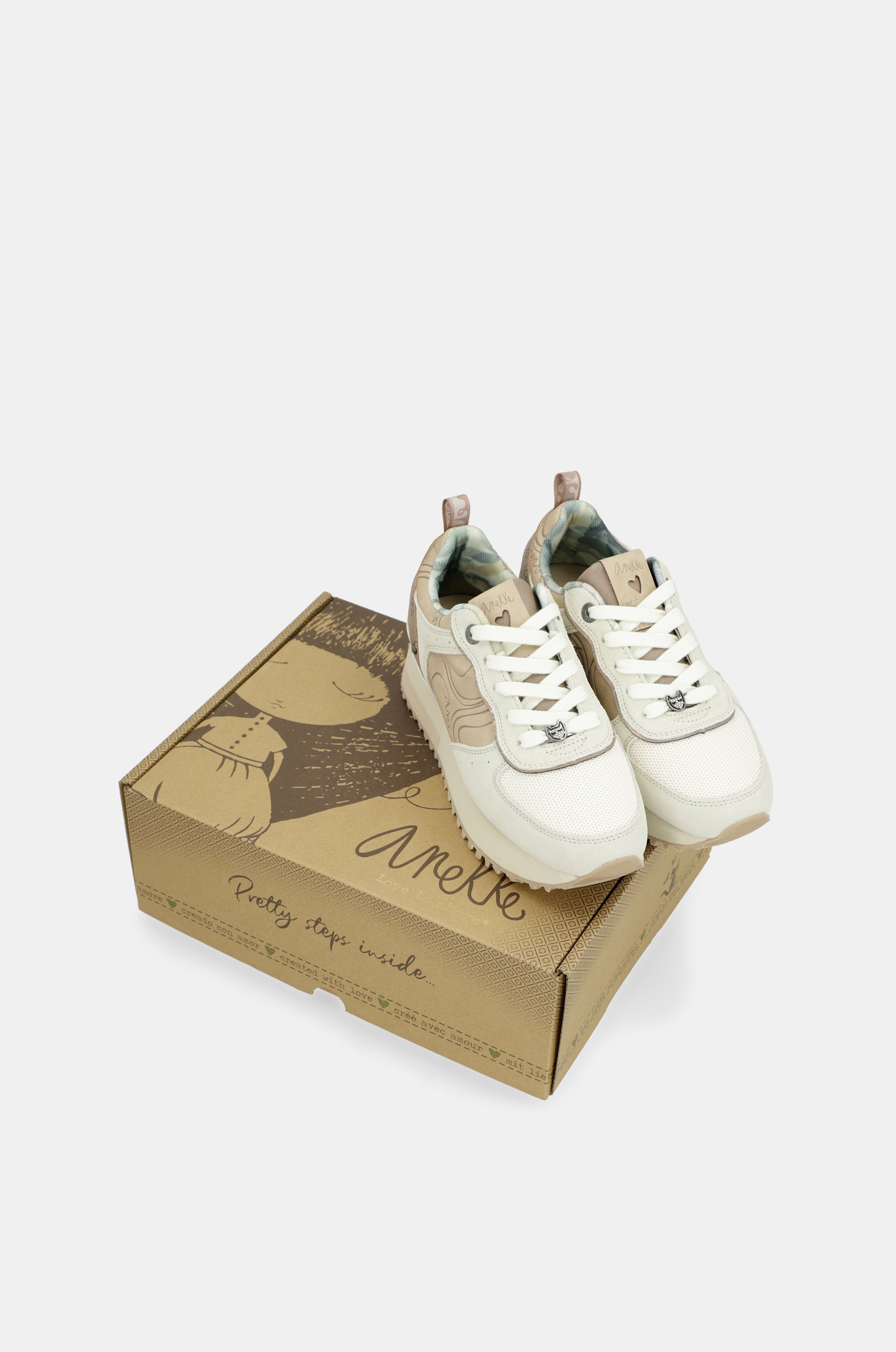 Beige Plattform-Sneakers