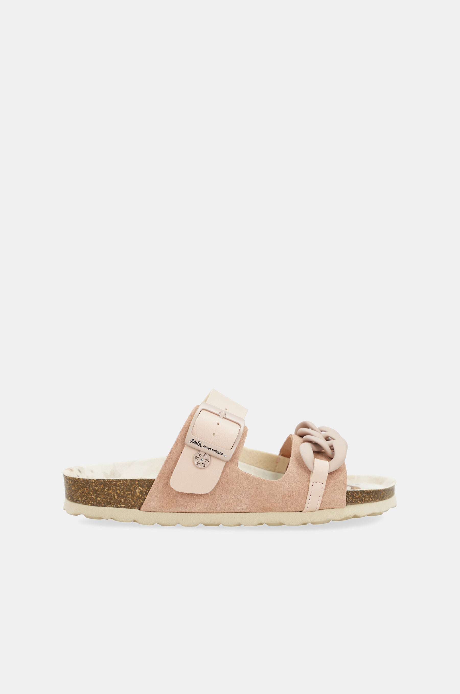 Rosa Bio-Sandalen mit Kettendetail