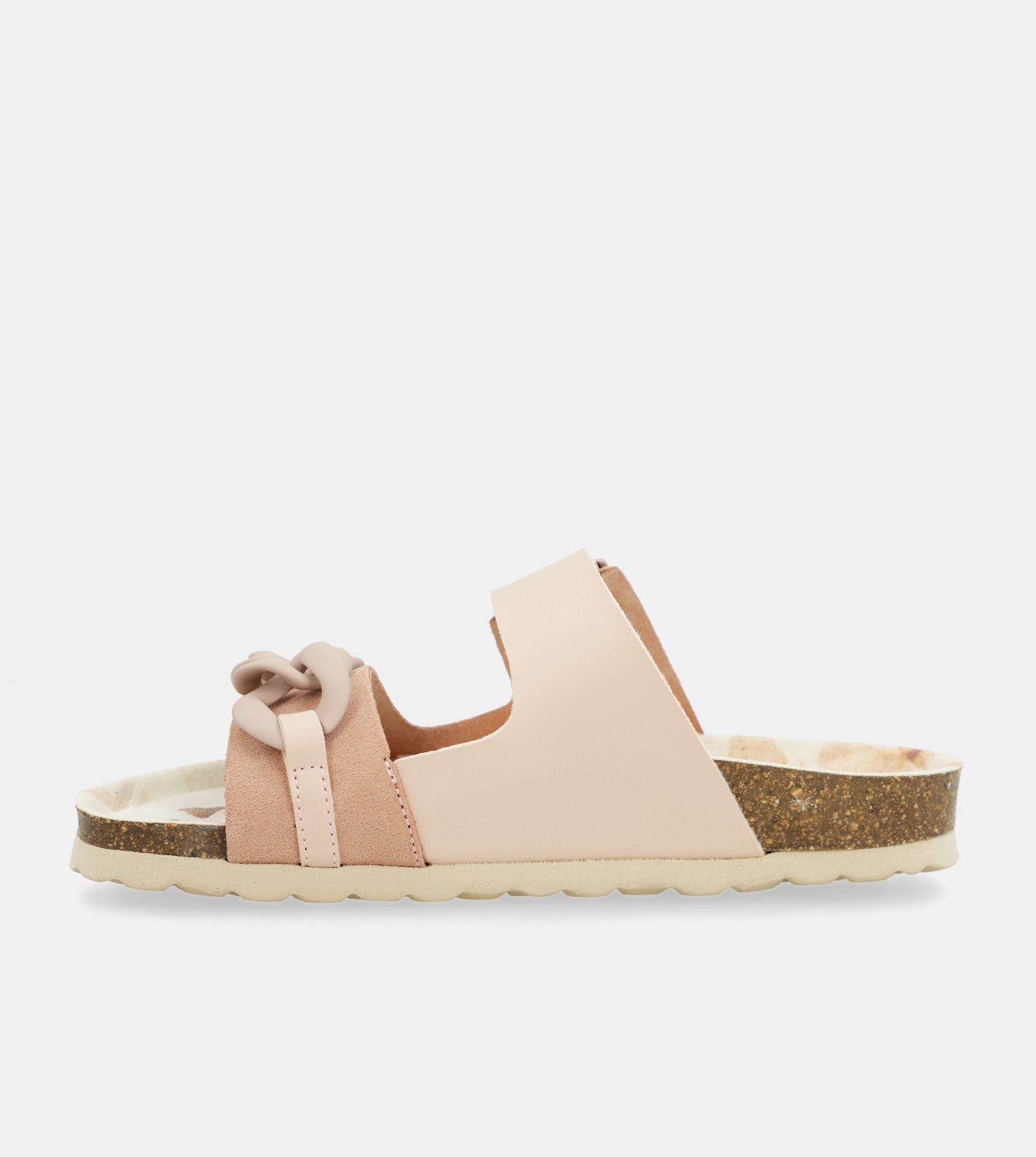 Rosa Bio-Sandalen mit Kettendetail