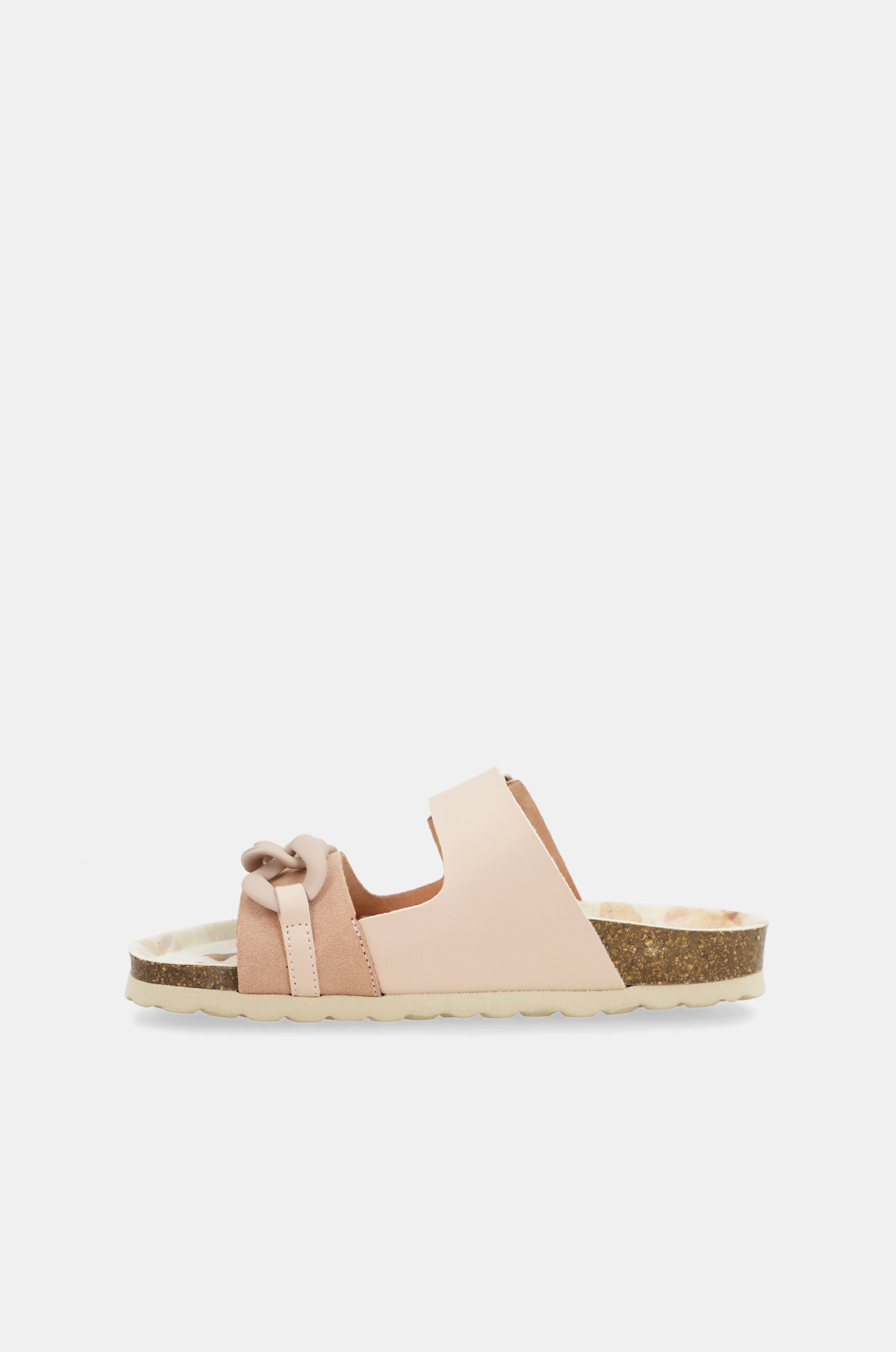 Rosa Bio-Sandalen mit Kettendetail