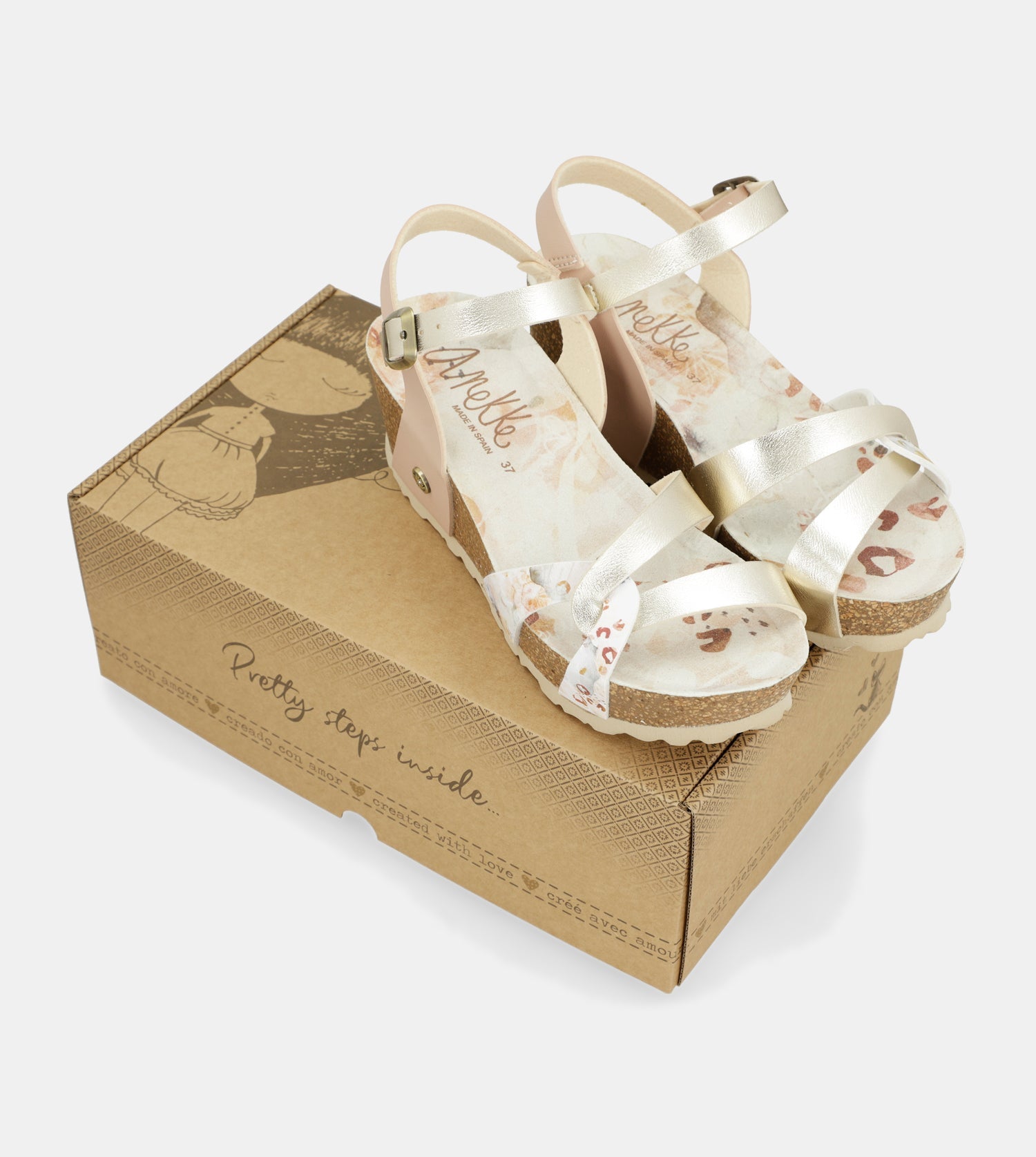 Keilsandalen bio mit weißen Riemen