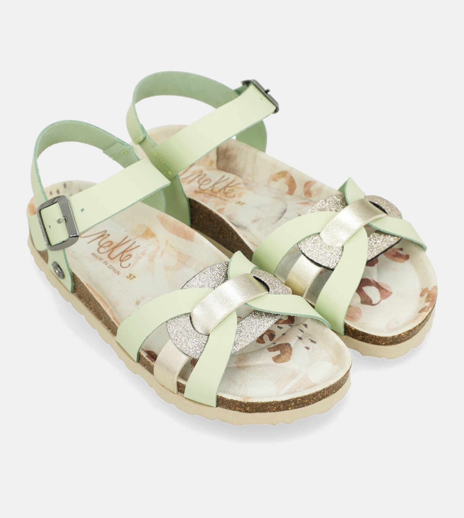 Memories grüne Sandalen mit Riemchen