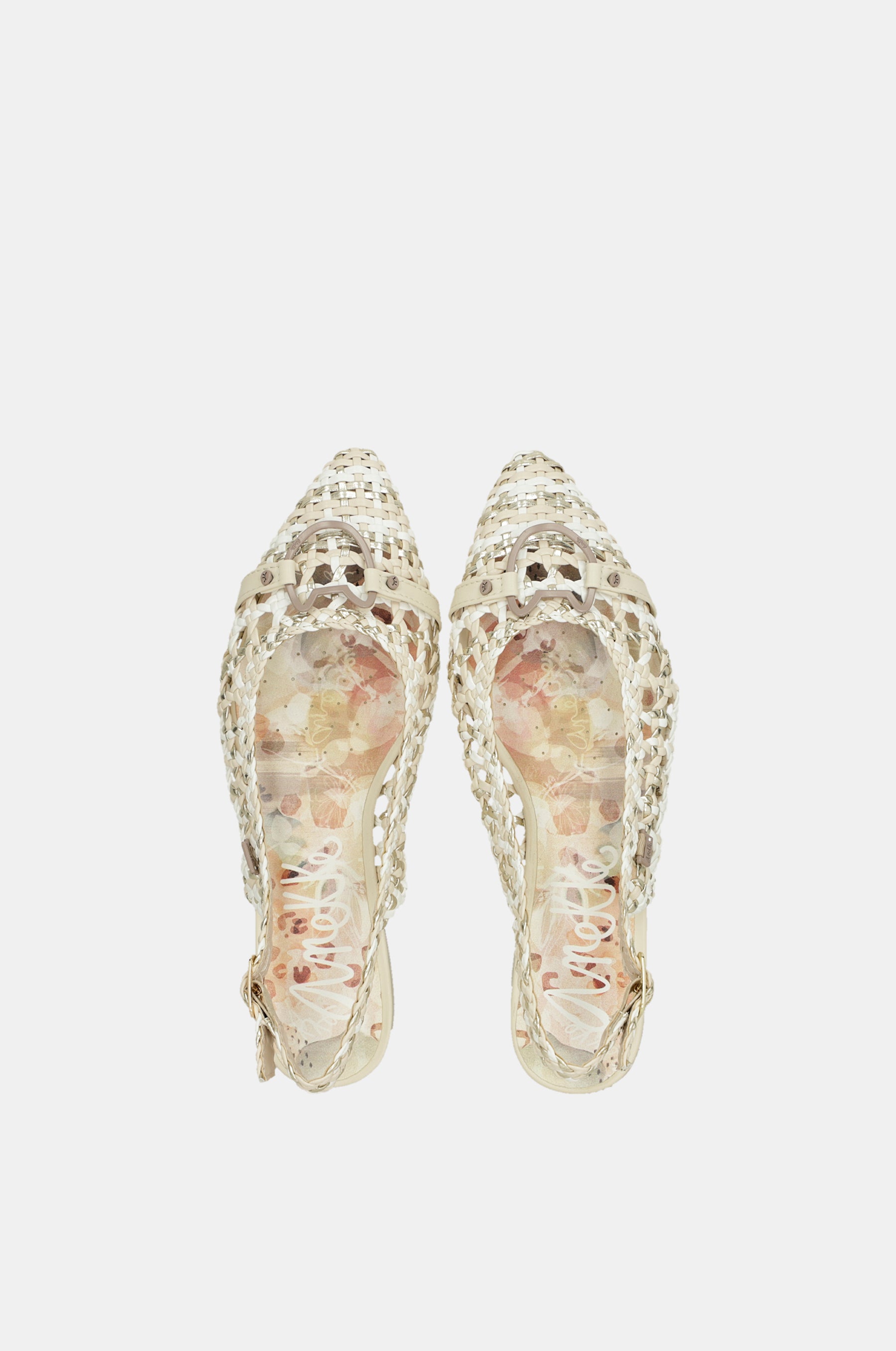 Weiße und rosa Slingback-Ballerinas