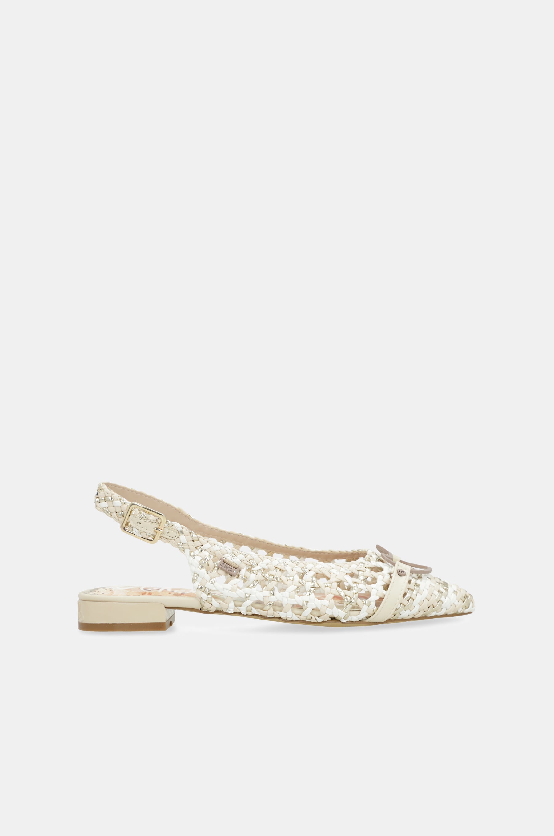 Weiße und rosa Slingback-Ballerinas