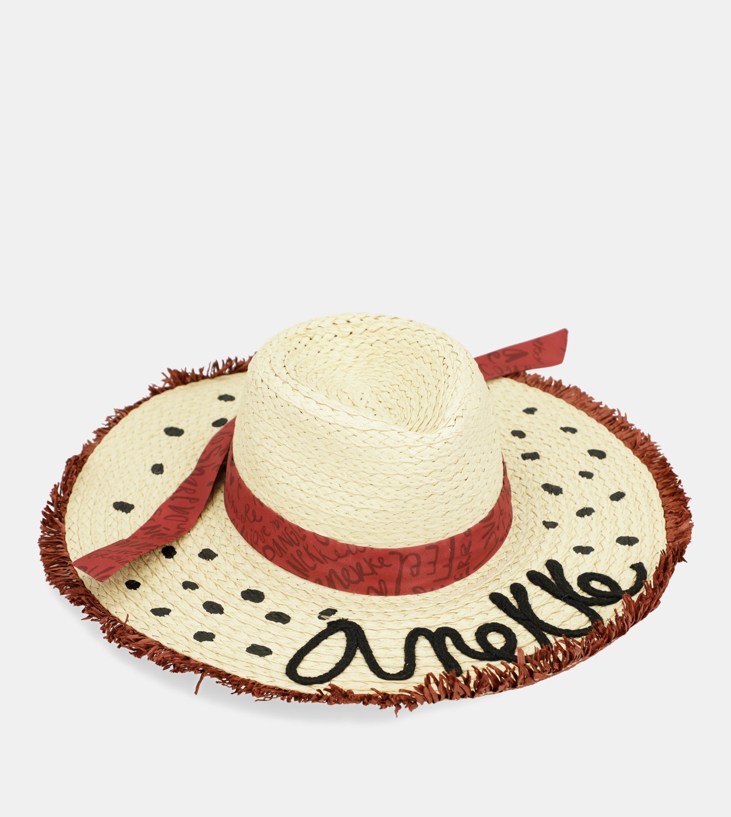 Raphia-Hut mit Tupfenmuster