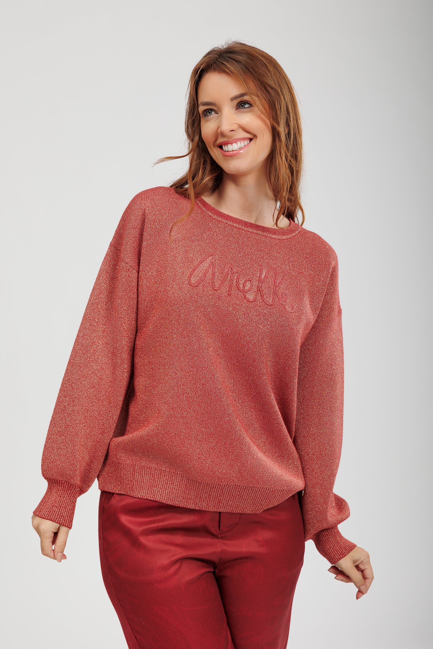 Pullover rot metallisch