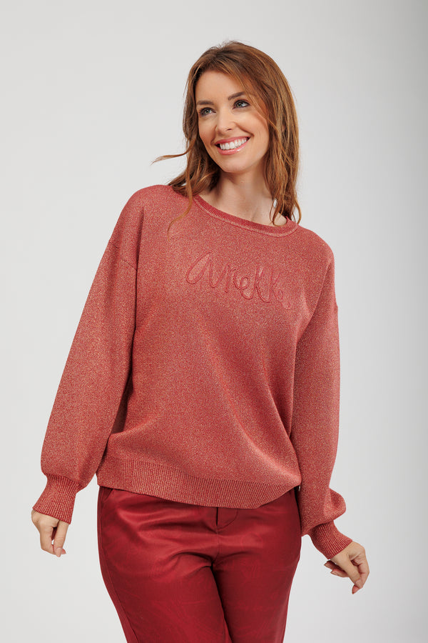 Pullover rot metallisch