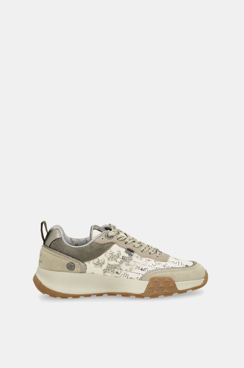 Sneakers beige gemustert