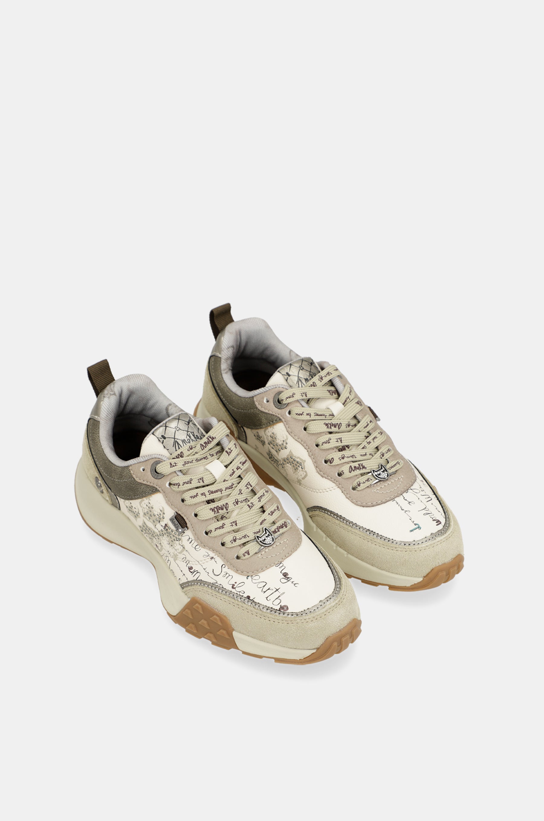 Sneakers beige gemustert