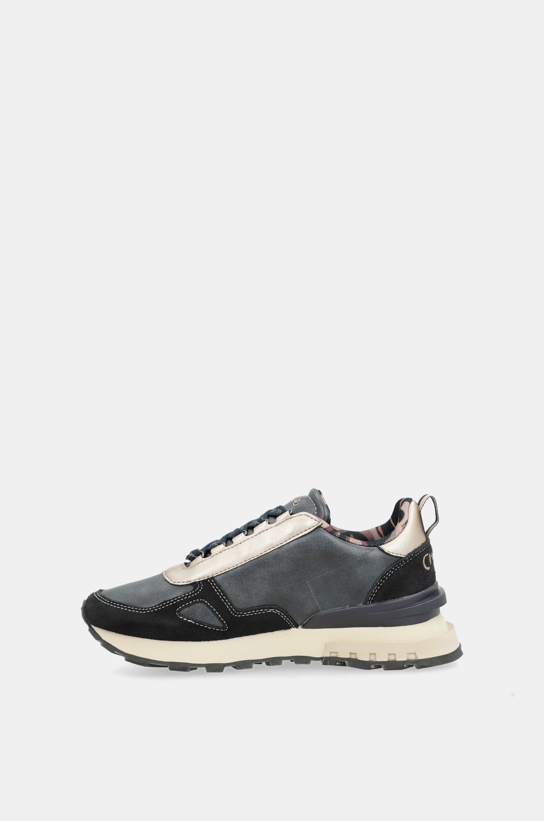 Sneakers marineblau und beige