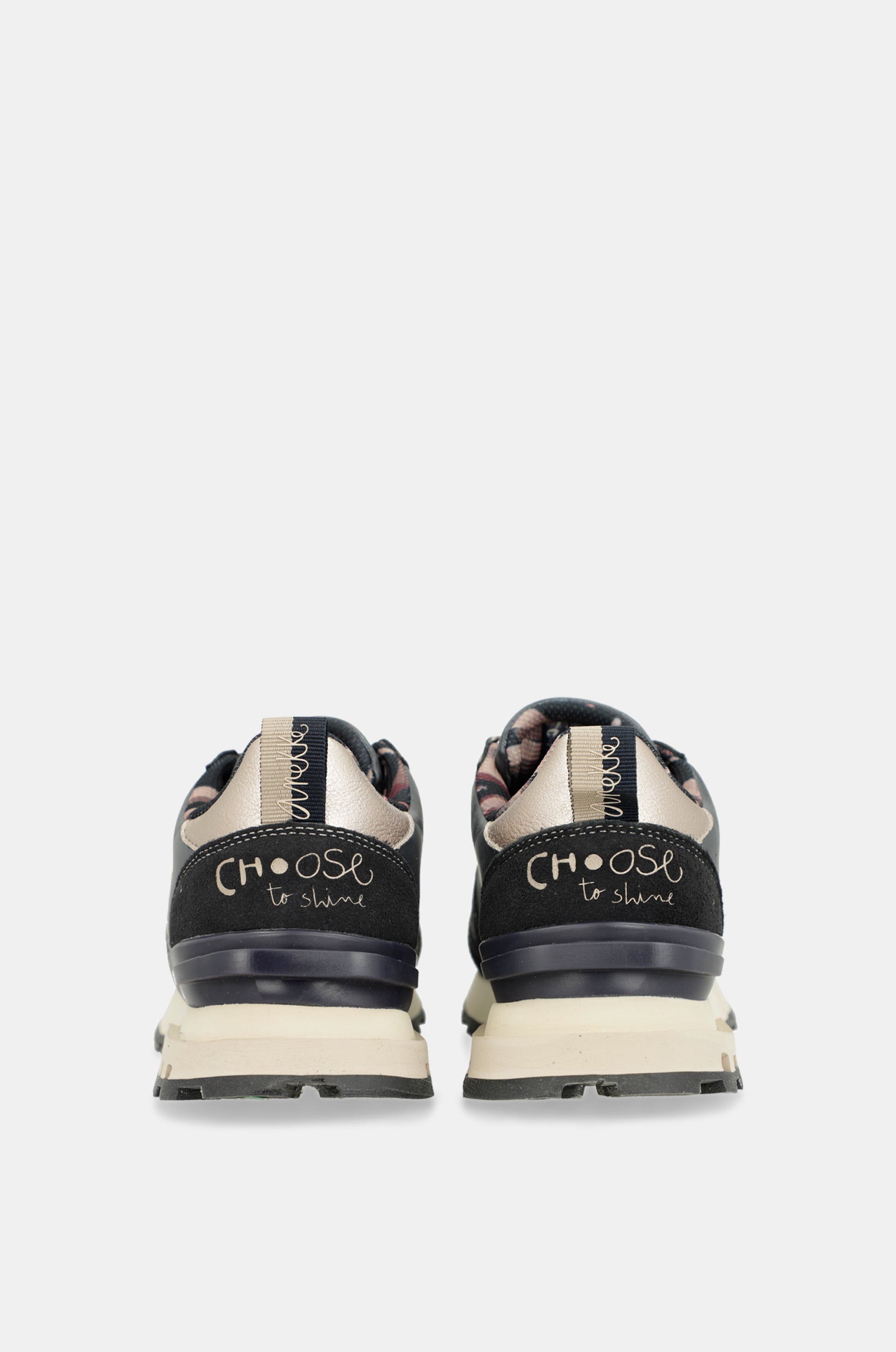 Sneakers marineblau und beige