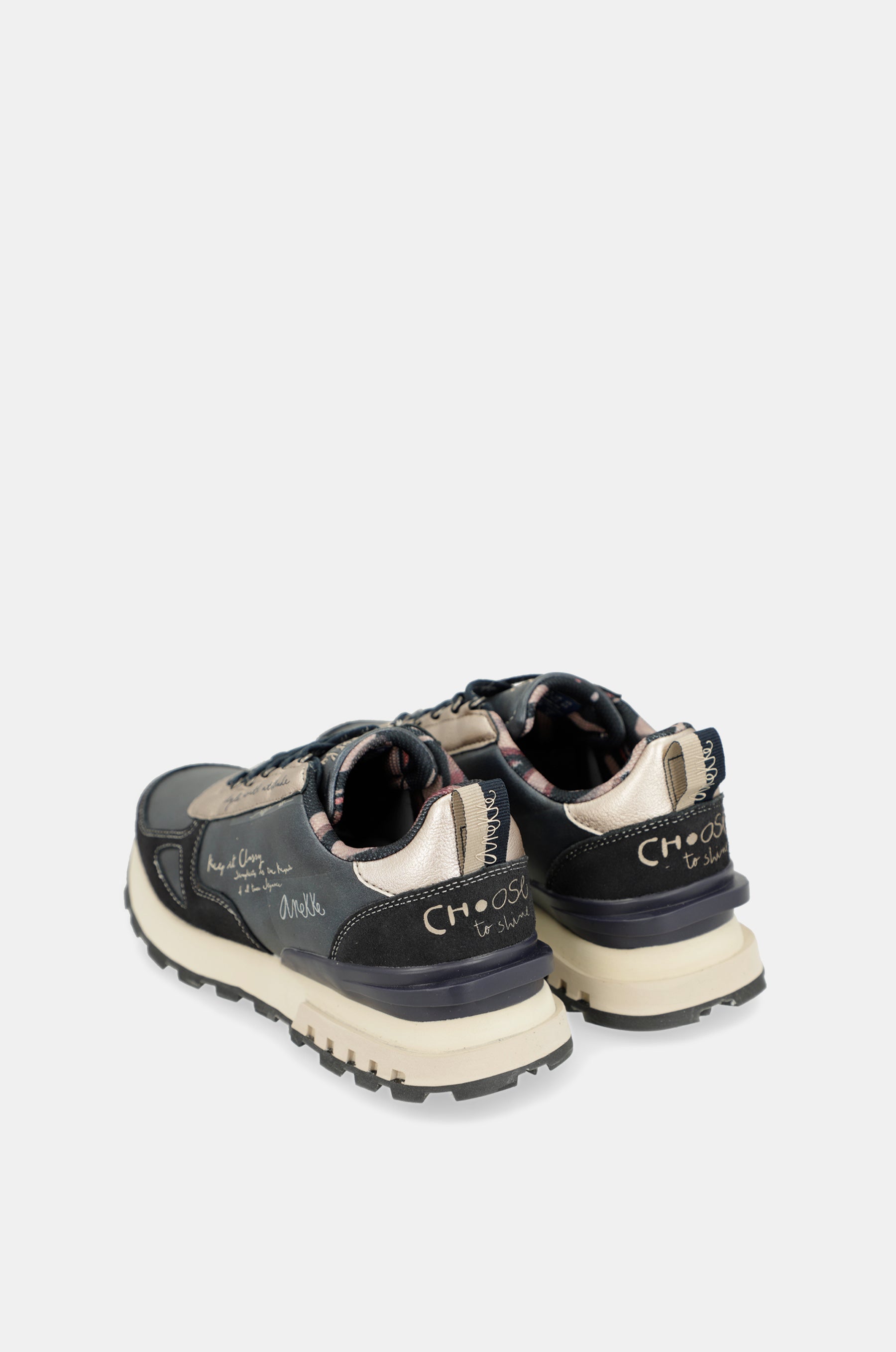 Sneakers marineblau und beige