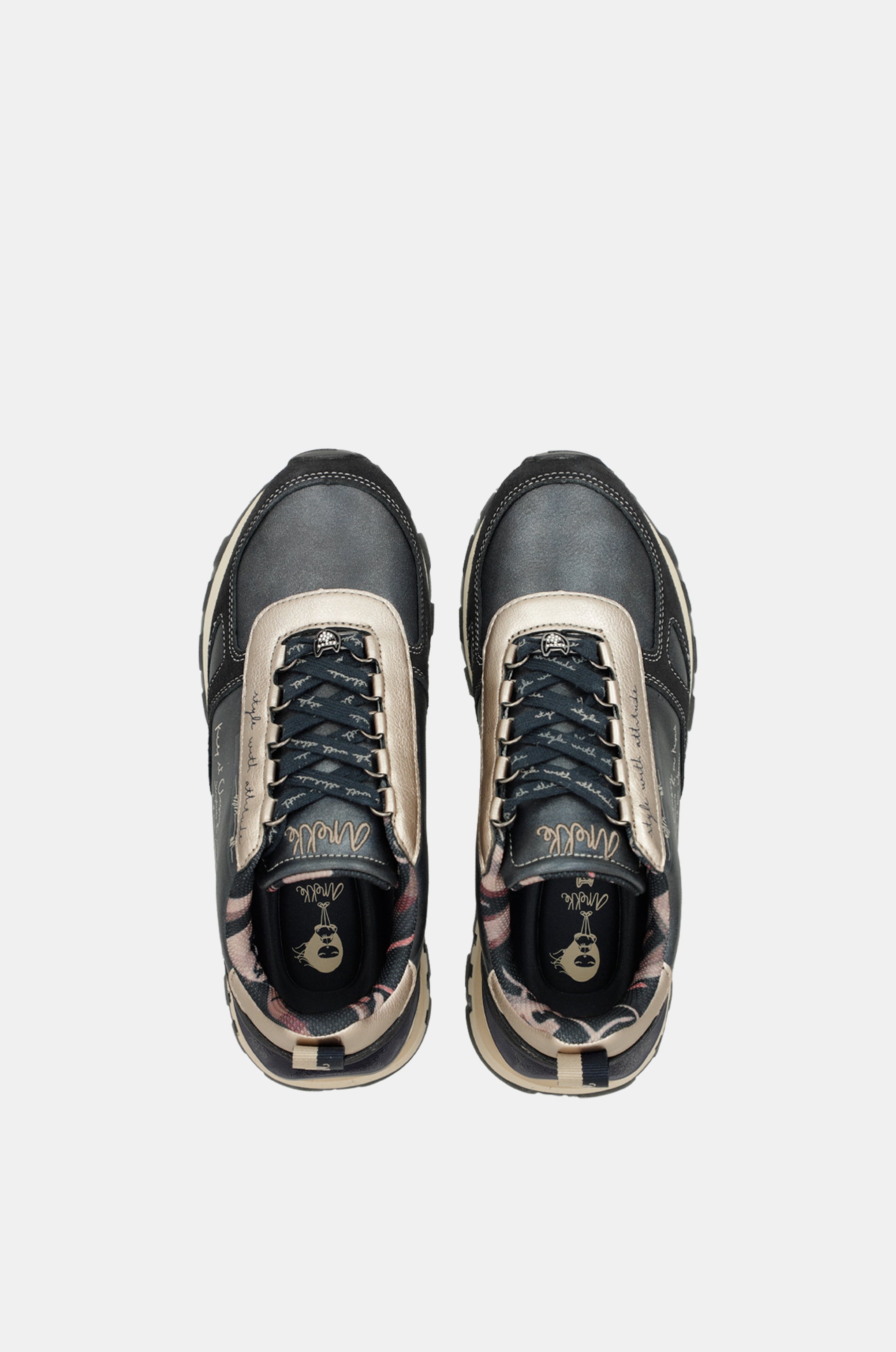 Sneakers marineblau und beige