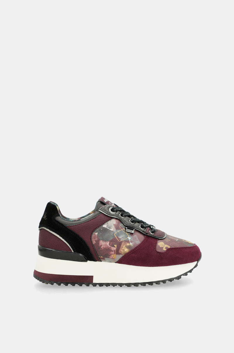 Sneakers Platform bordeaux gemustert