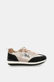 Sneakers schwarz und gold mit mehrfarbiger Sohle