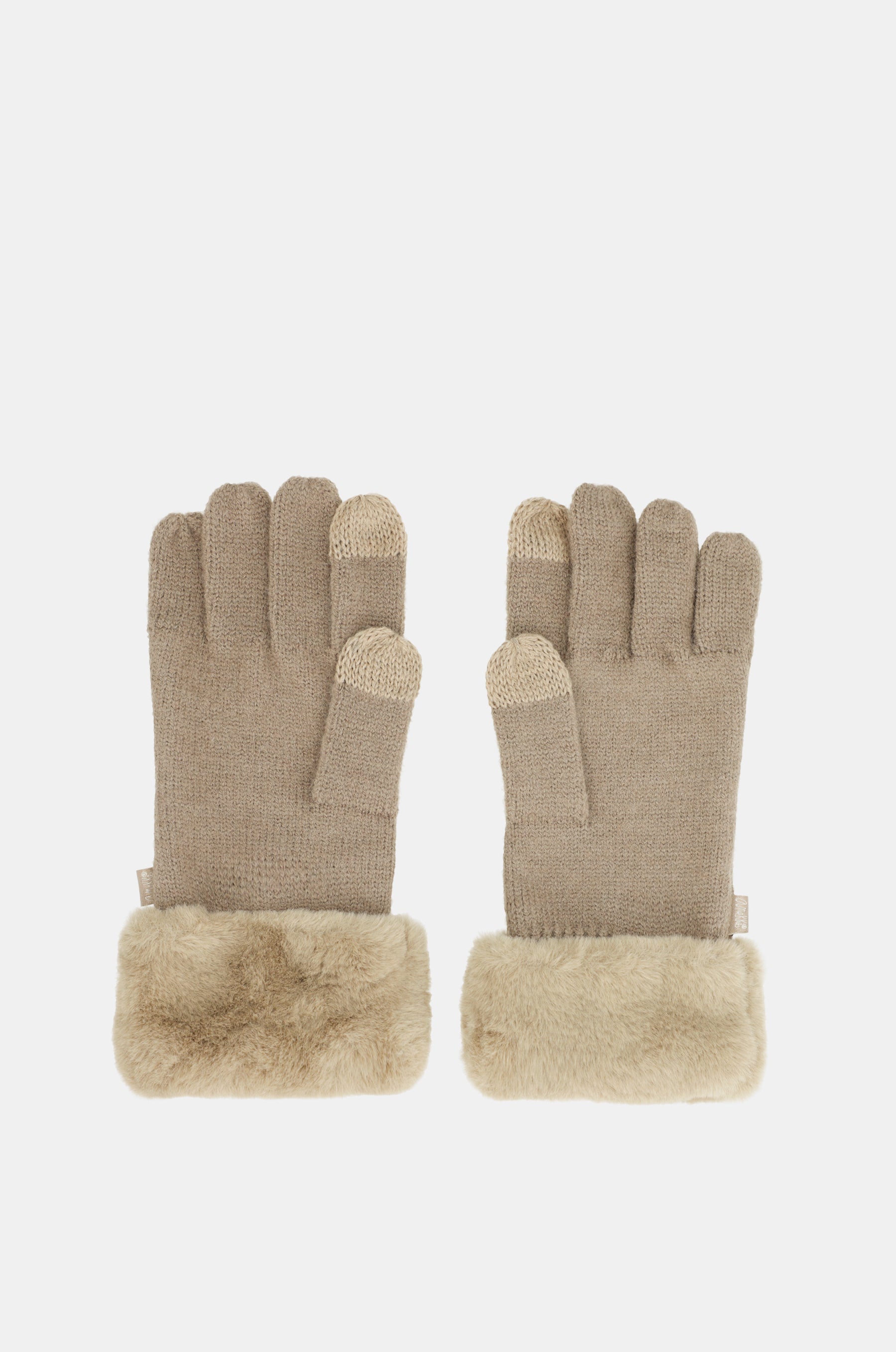 Strickhandschuhe mit Verzierungen beige