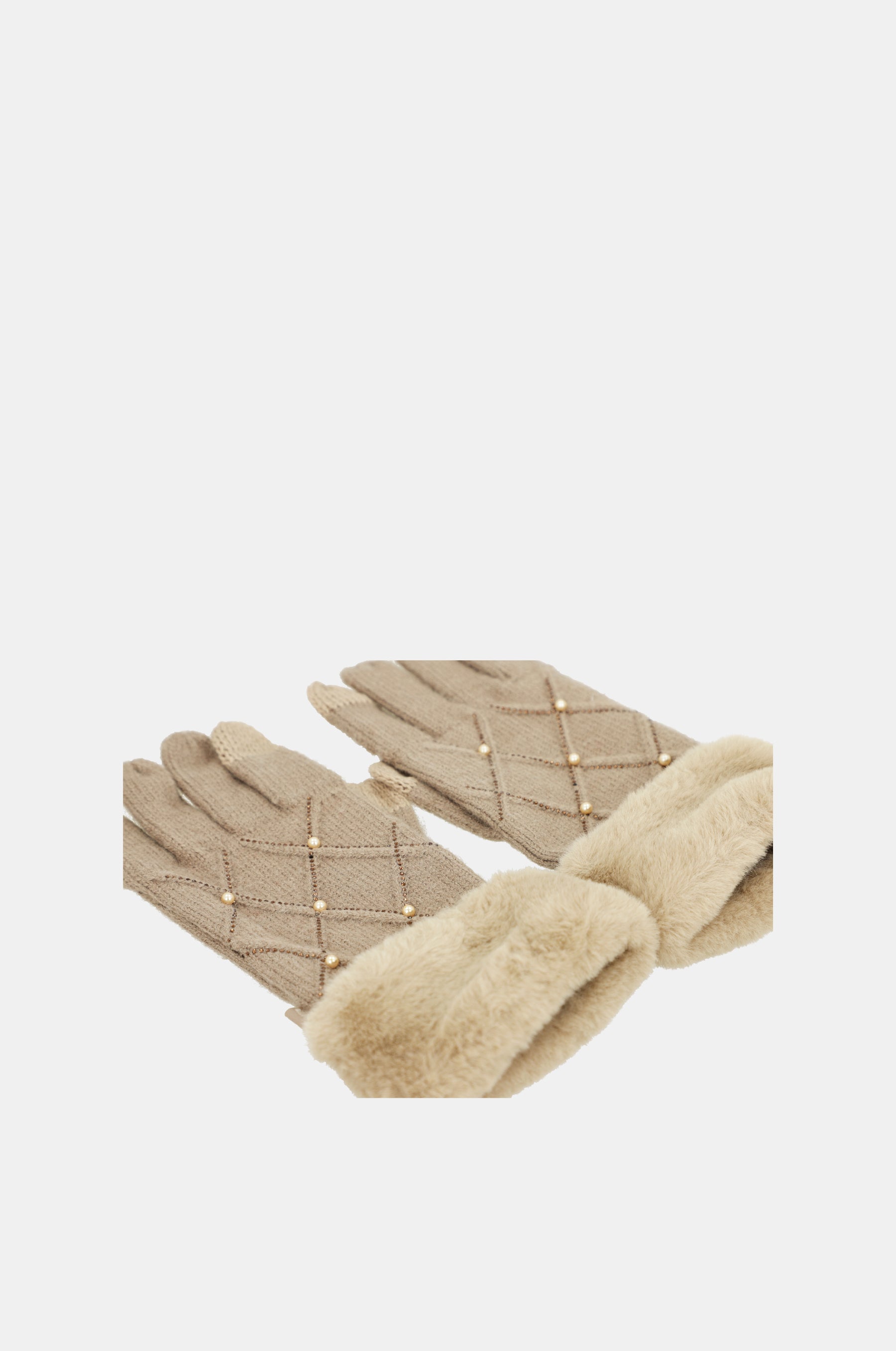 Strickhandschuhe mit Verzierungen beige
