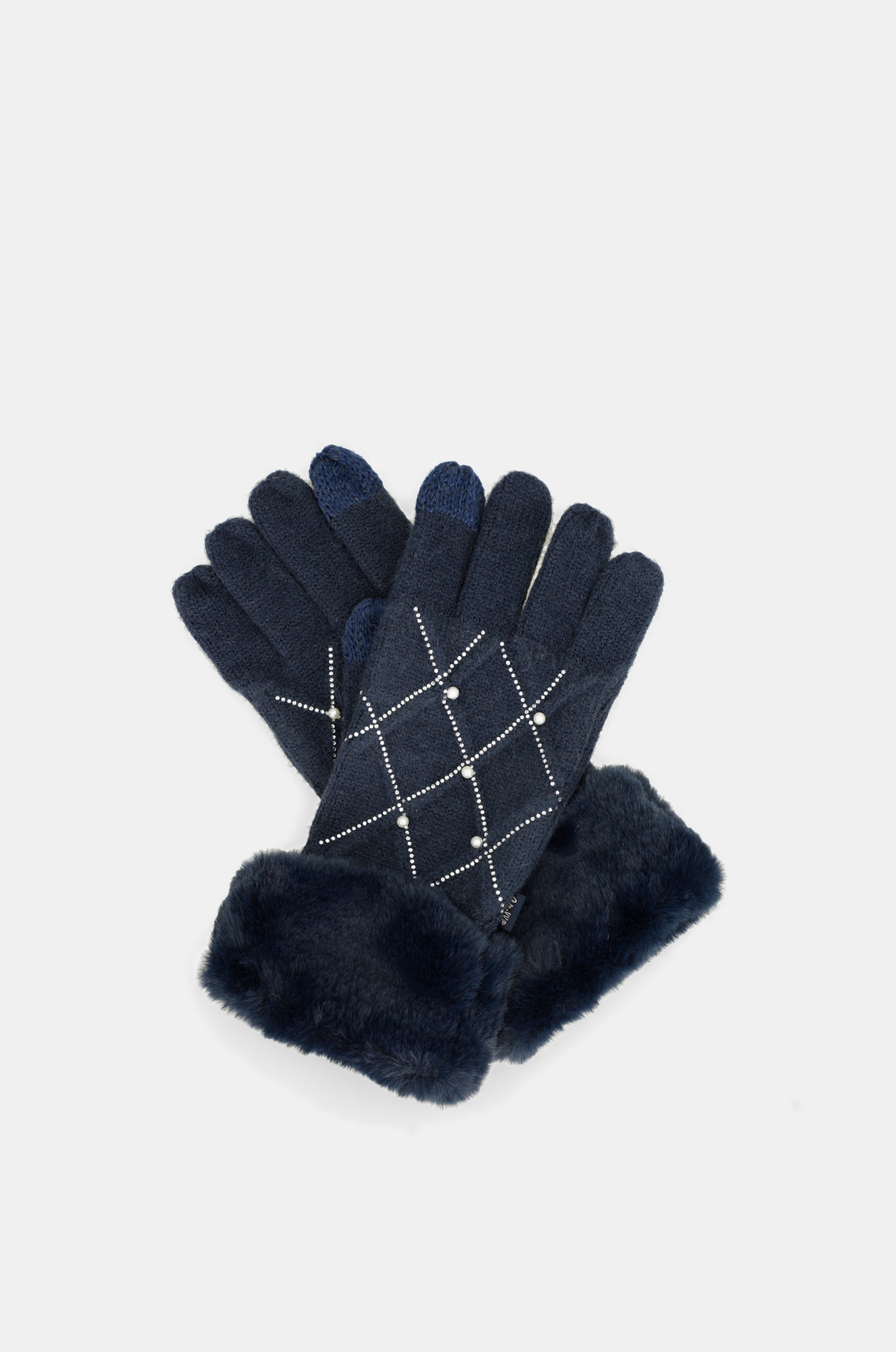 Strickhandschuhe mit Verzierungen schwarz