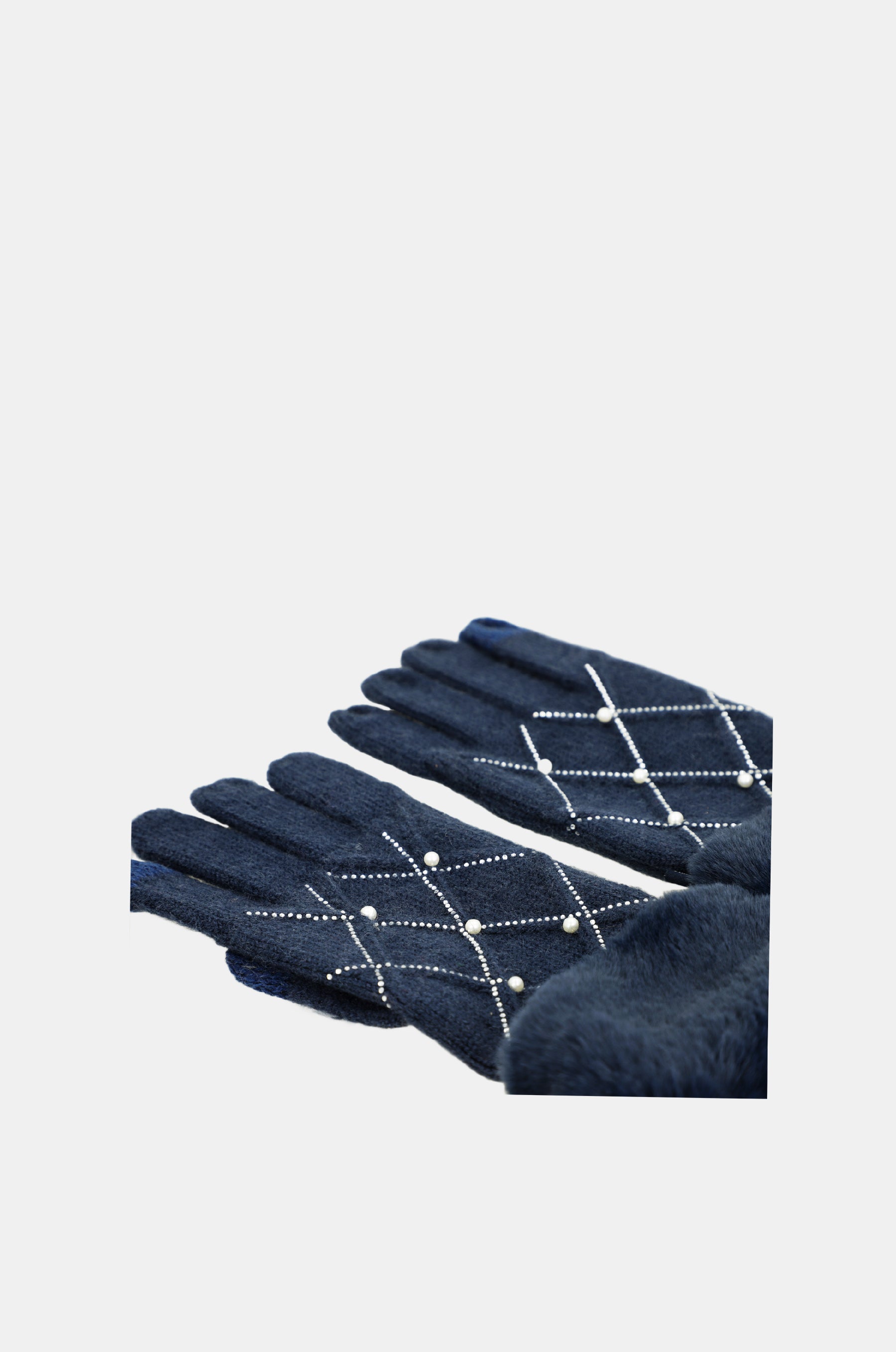 Strickhandschuhe mit Verzierungen schwarz