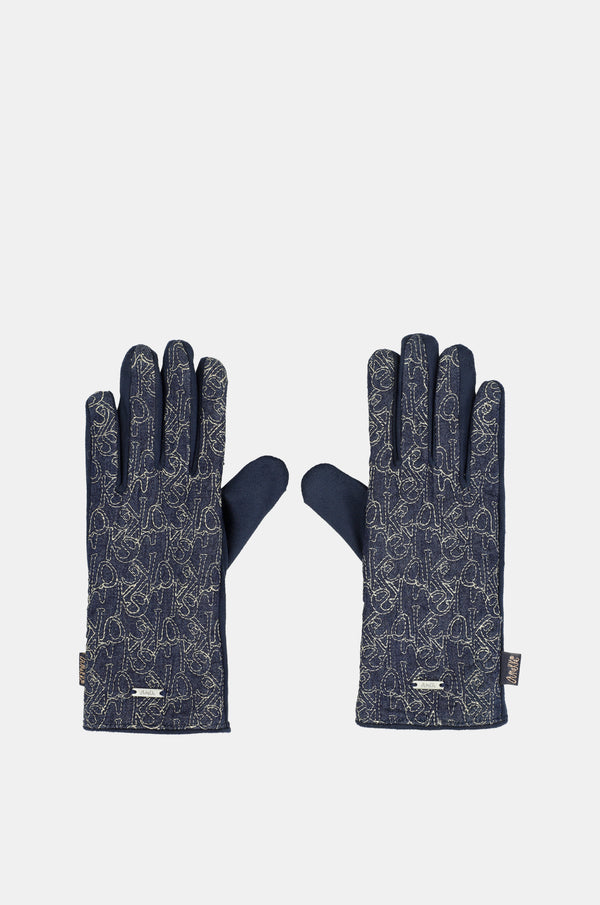 Handschuhe Denim gemustert