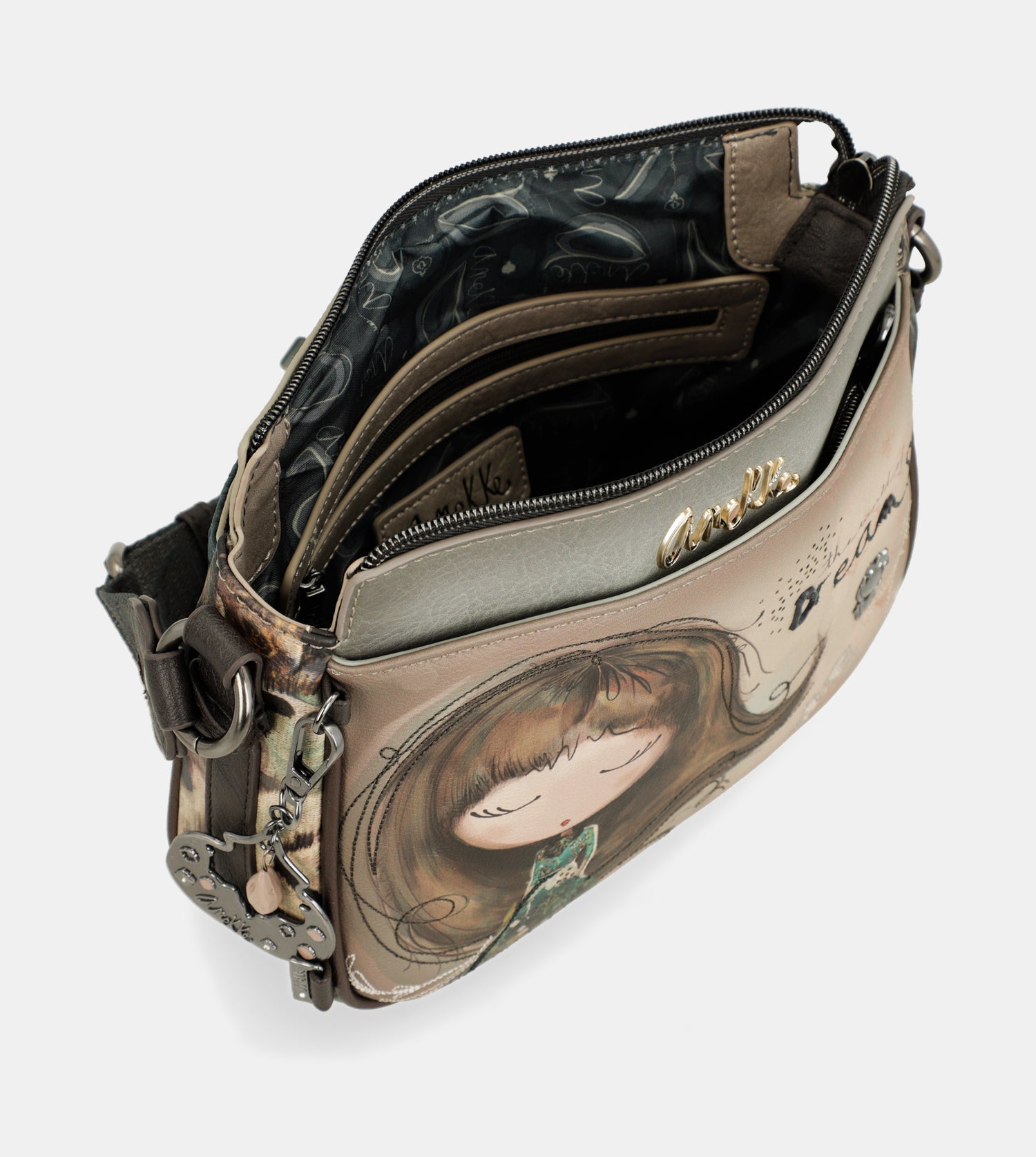 Umhängetasche mit 3 Fächern Real mittelgroß