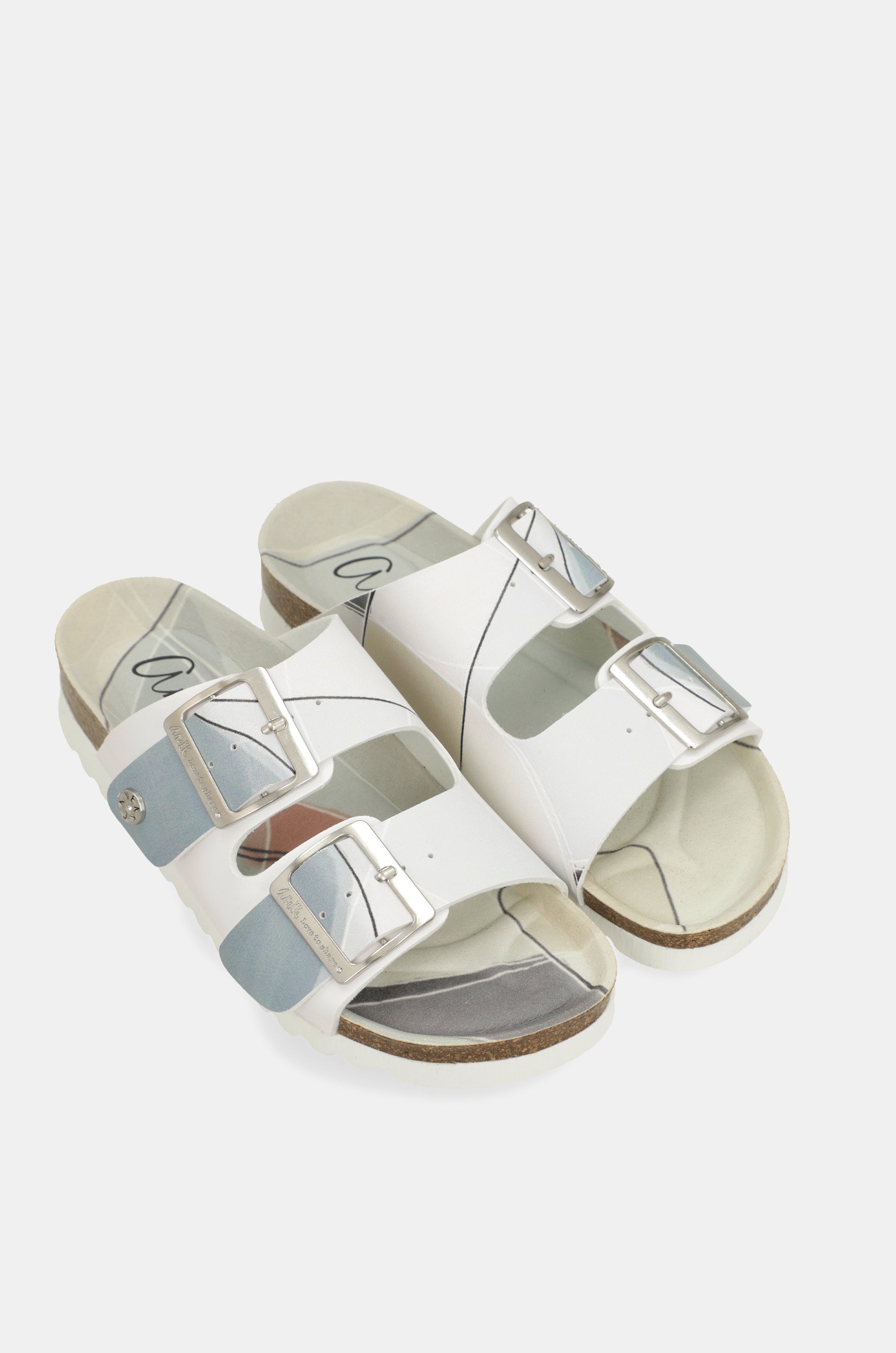 Blau-weiße Bio-Sandalen