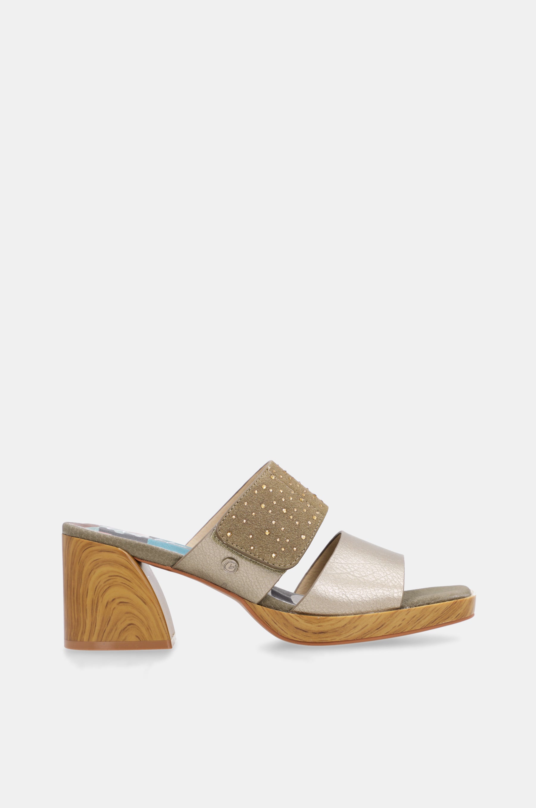 Grün-goldene Sandalen mit Strass