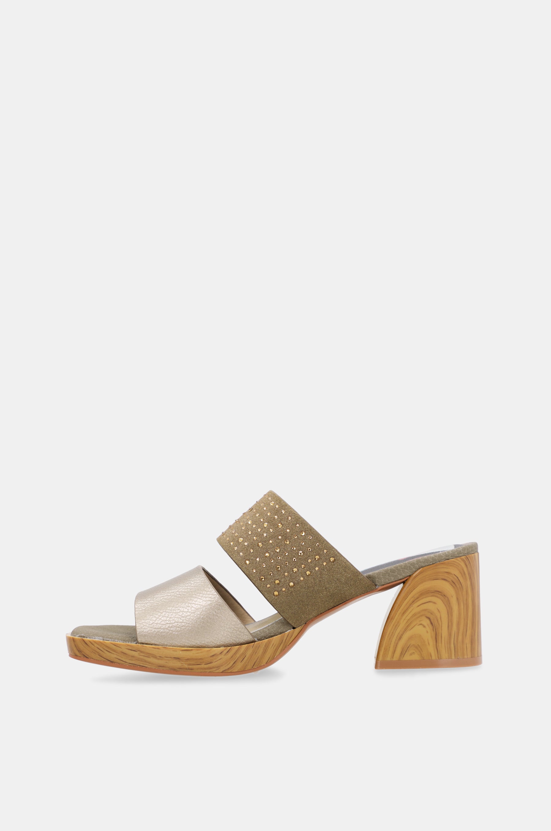 Grün-goldene Sandalen mit Strass