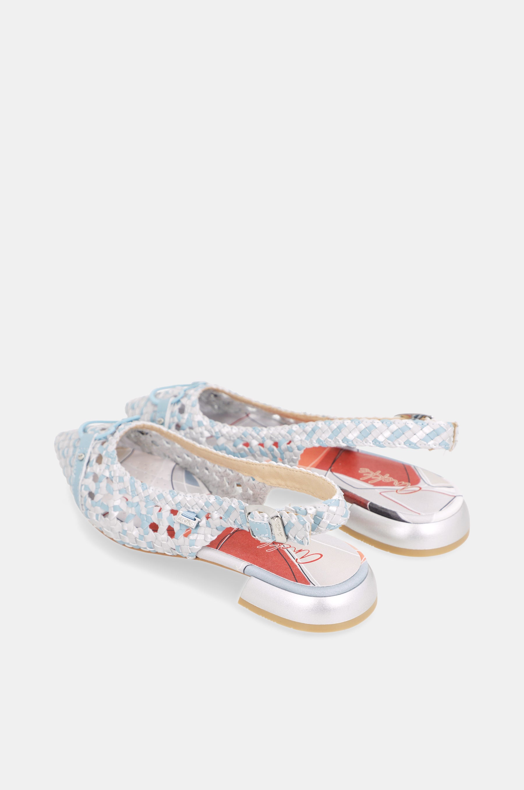 Blaue Slingback-Ballerinas