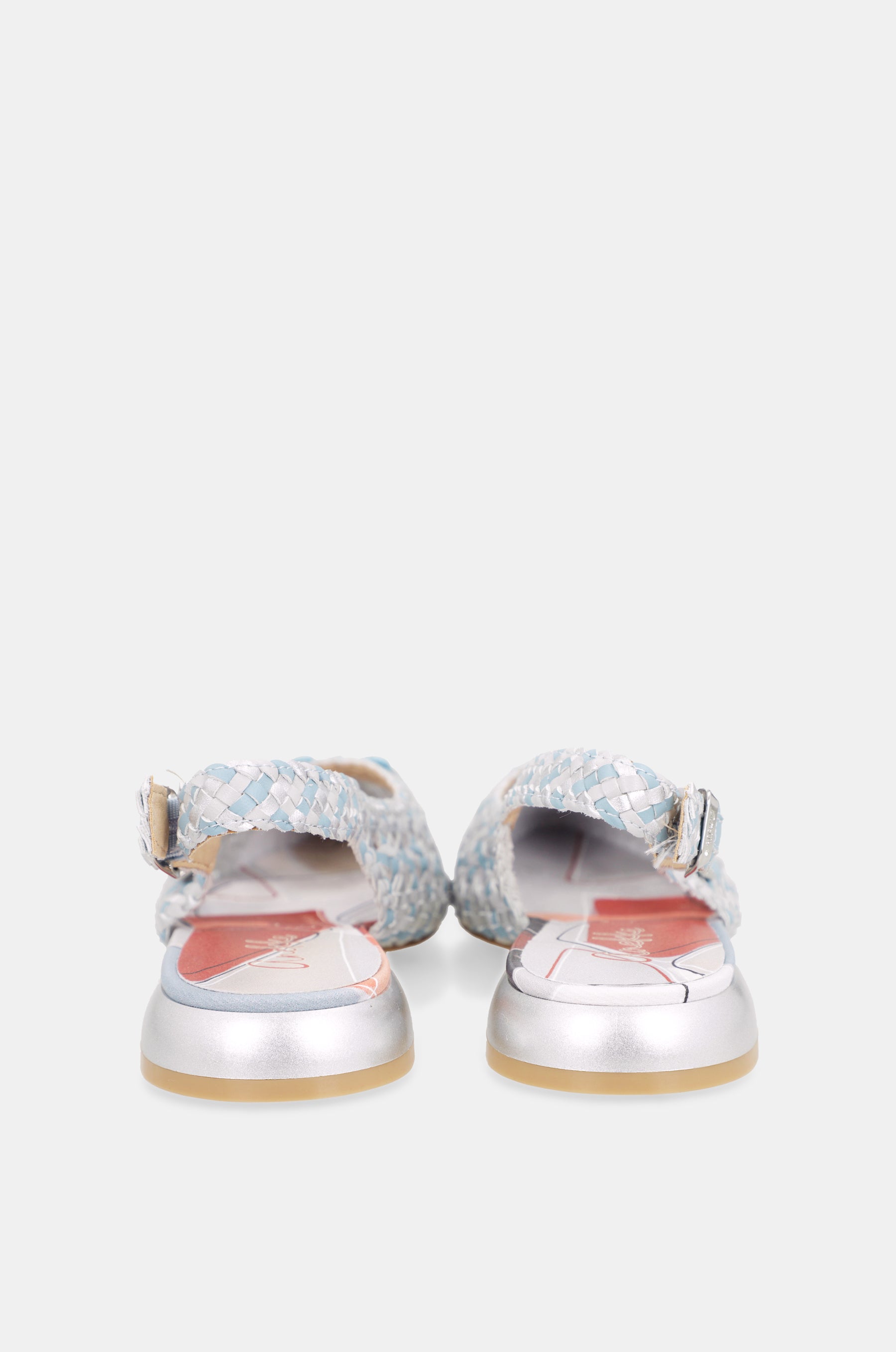 Blaue Slingback-Ballerinas