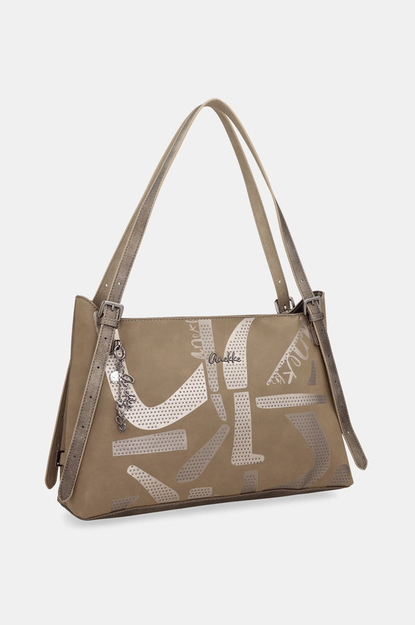 Schultertasche Taupe
