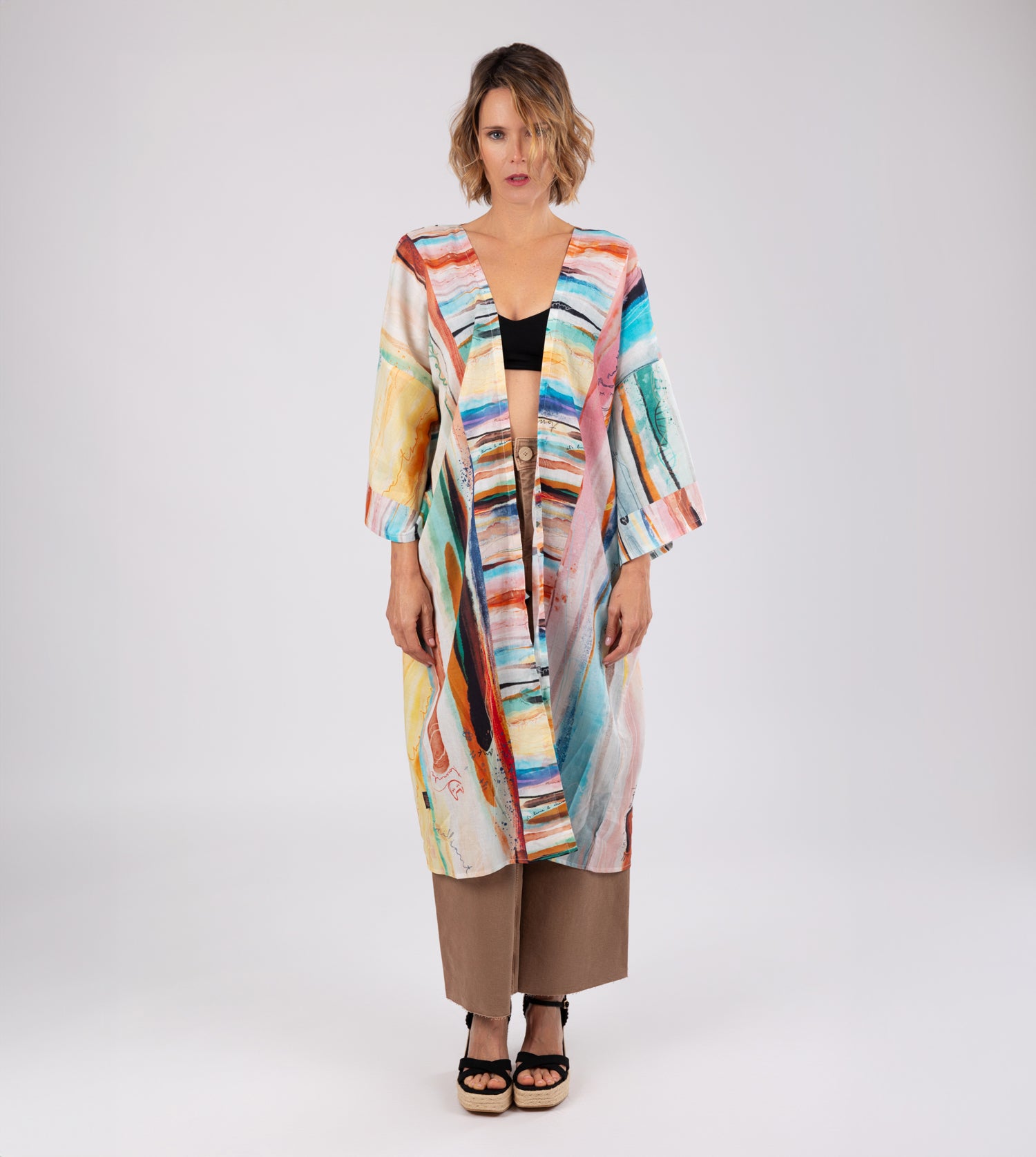 Langer Kimono mit Studio-Print