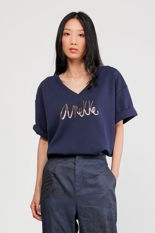 Kurzarm-T-Shirt schwarz mit Logo