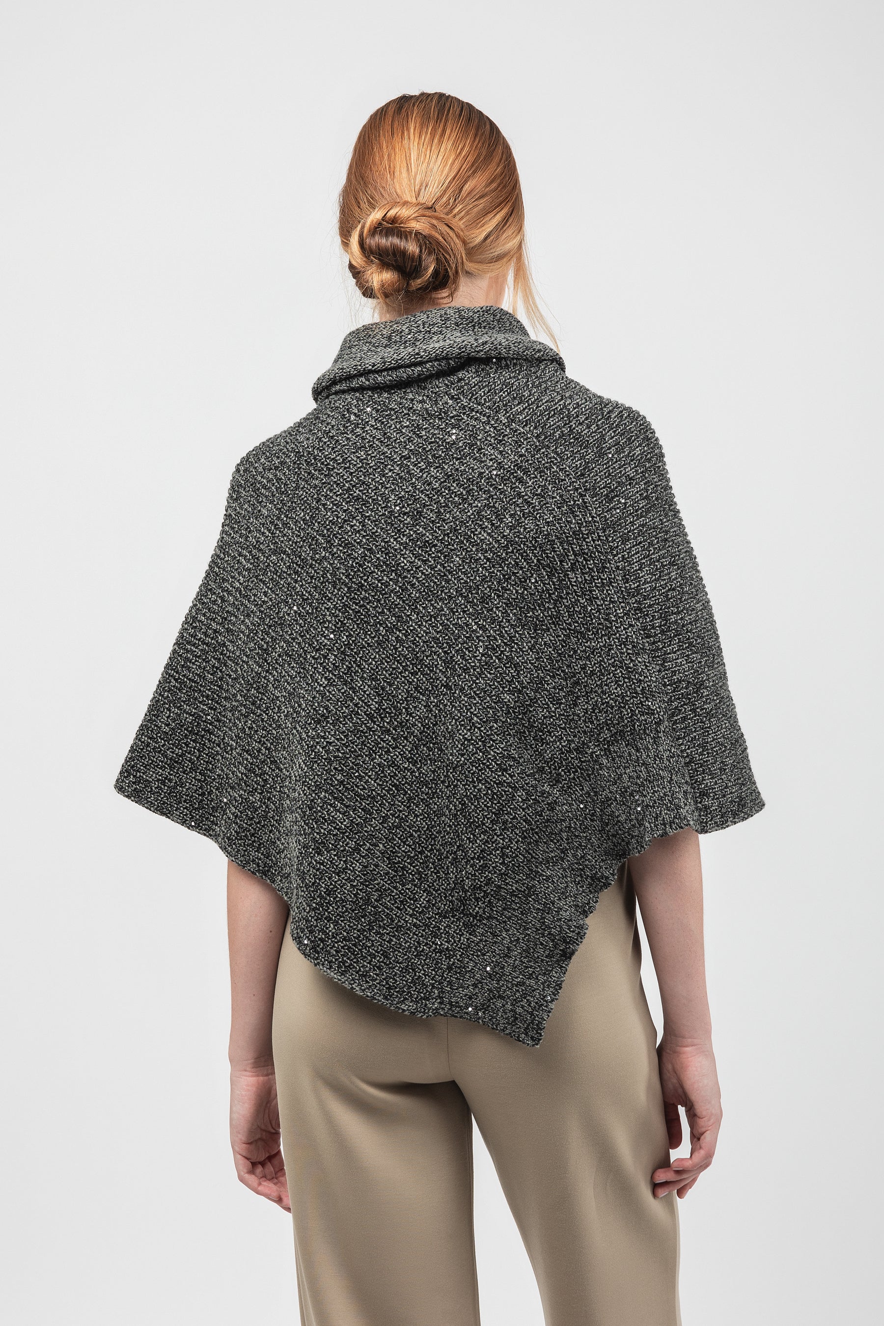 Poncho mit Rollkragen blau
