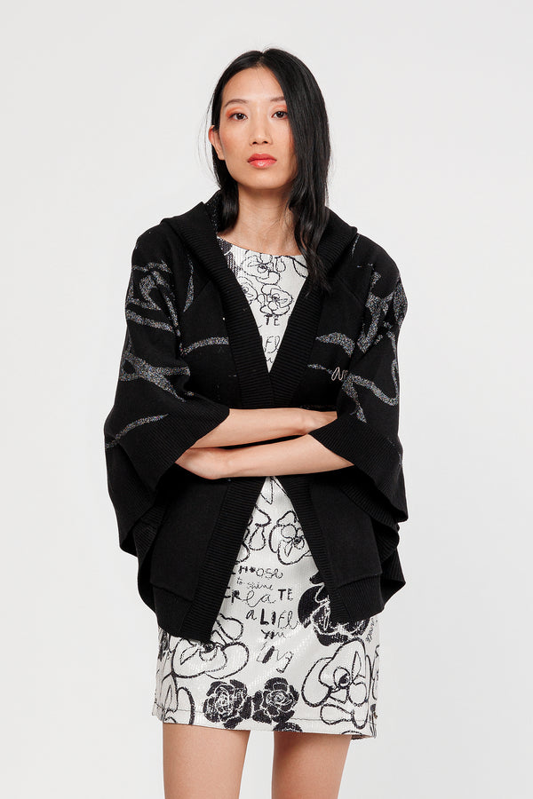 Jacke im Ponchostil schwarz