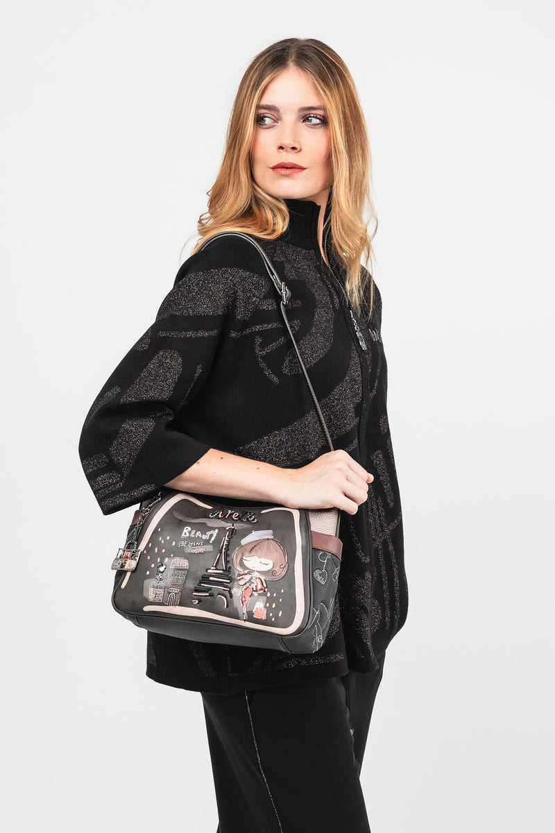 Schultertasche mit Umhängeriemen Mademoiselle groß