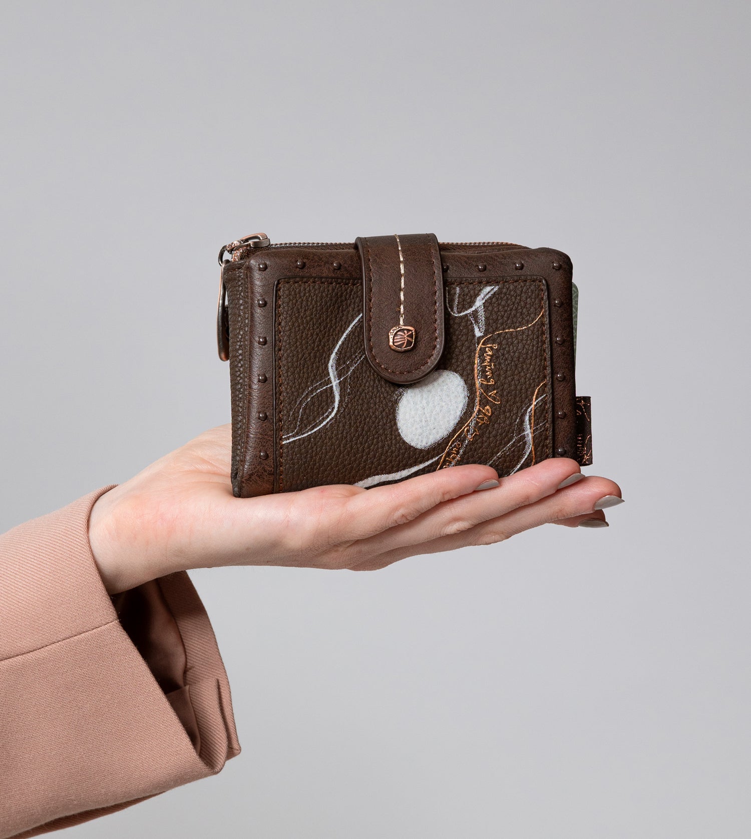 Nature Shodō Kleine braune RFID-Geldbörse