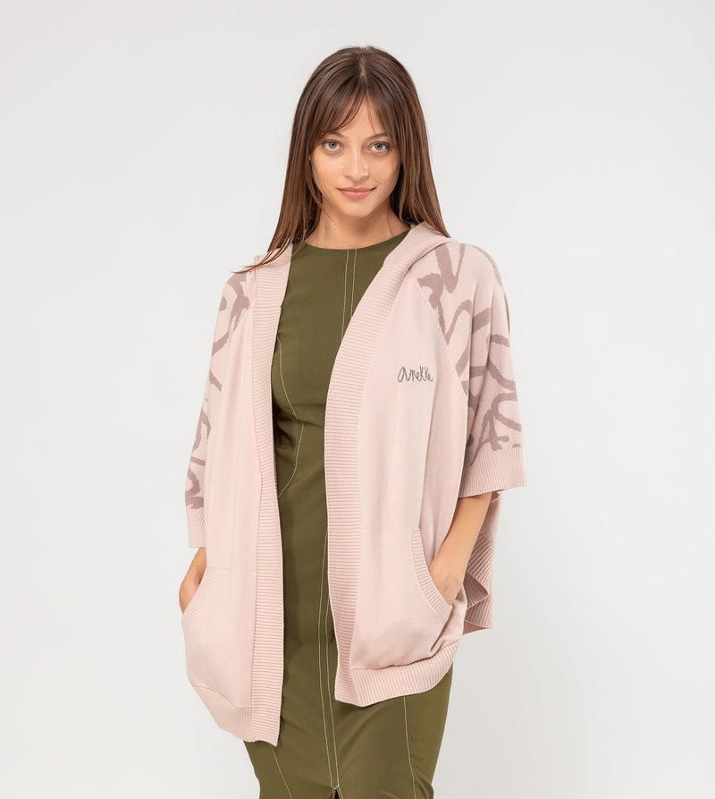 Beige Jacke im Poncho-Stil