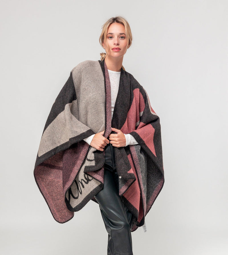 Leichter Poncho mit Print