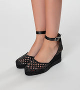 Schwarze Keilsandalen Alma