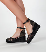 Schwarze Keilsandalen Alma