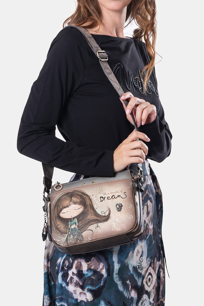 Umhängetasche mit 3 Fächern Real mittelgroß