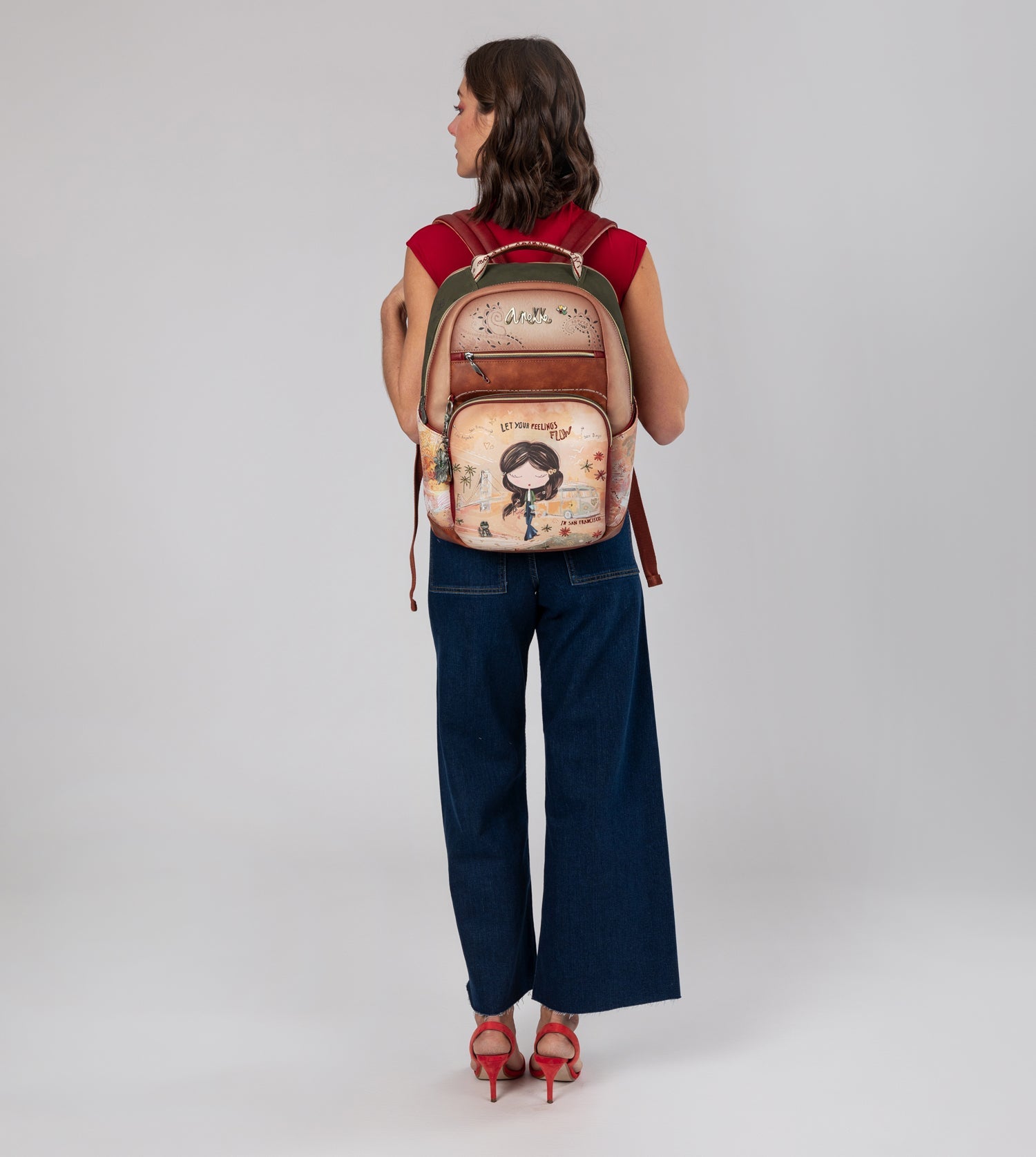 Peace & Love – Schulrucksack in Kamel