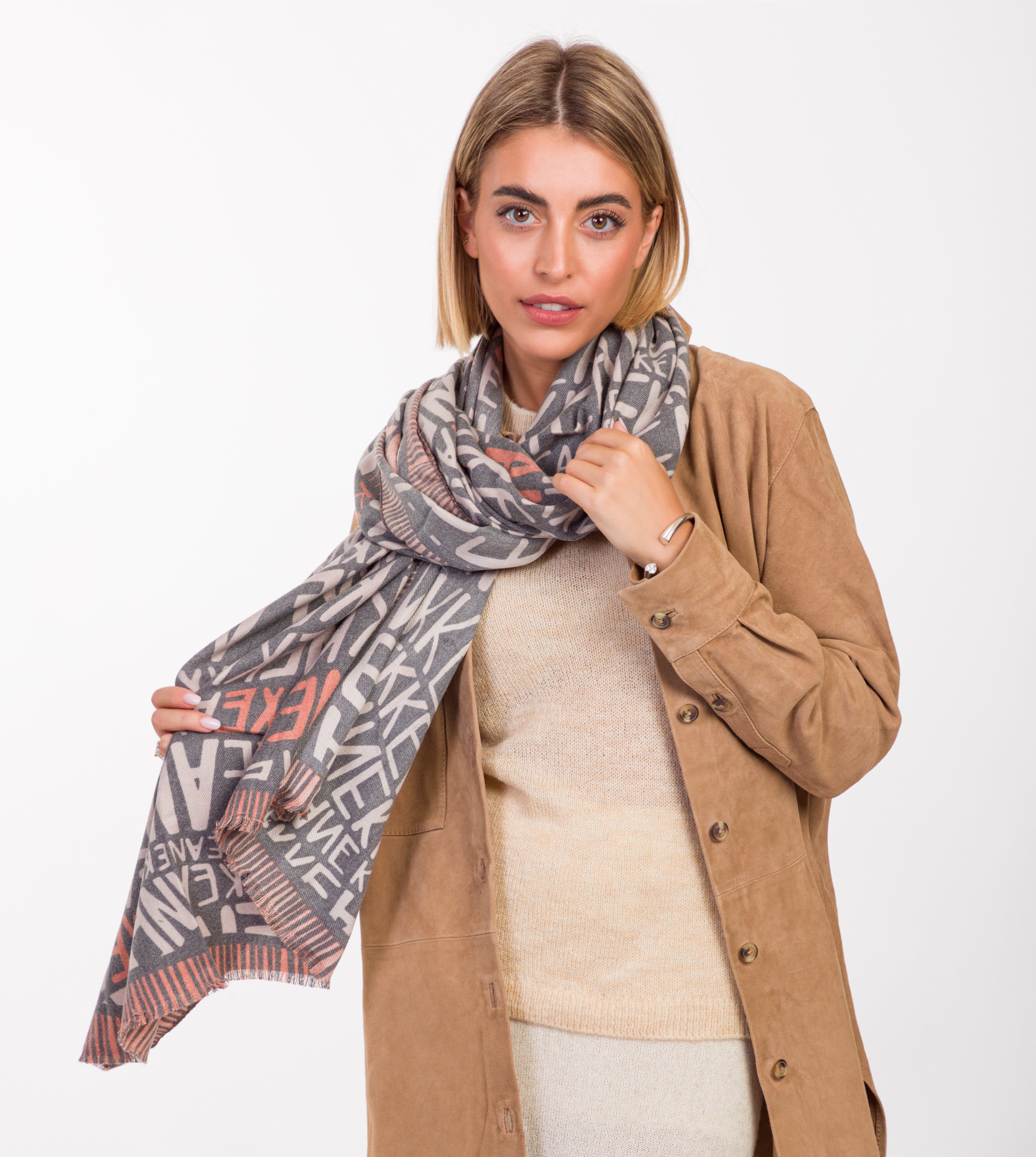 Pashmina mit Logo in Braun